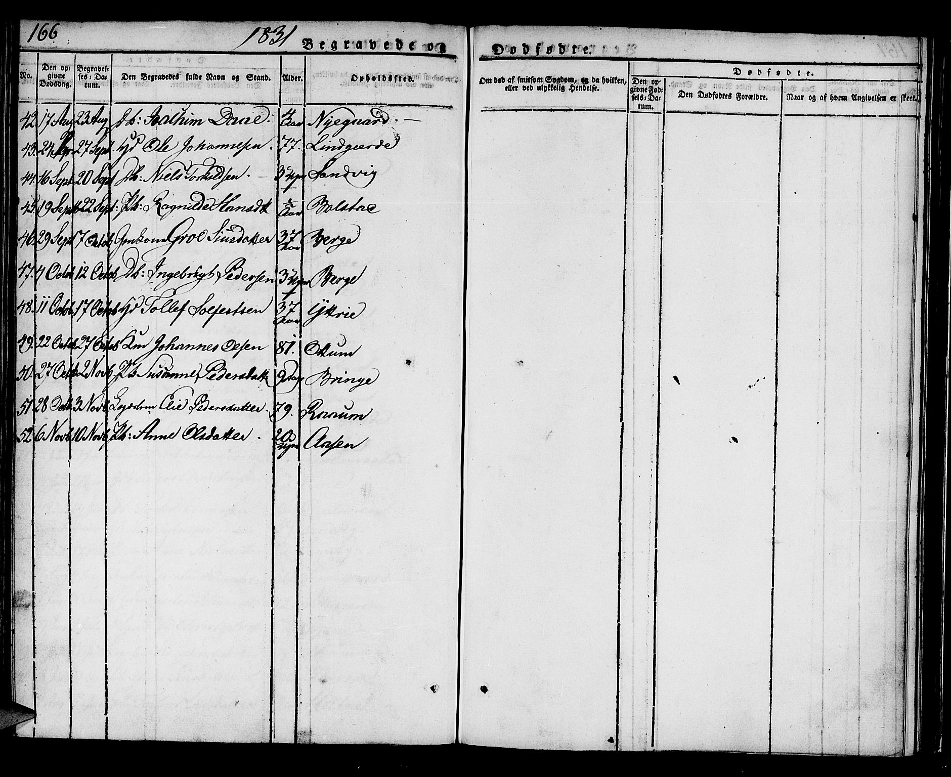 Luster sokneprestembete, SAB/A-81101/H/Haa/Haaa/L0004: Parish register (official) no. A 4, 1821-1832, p. 166