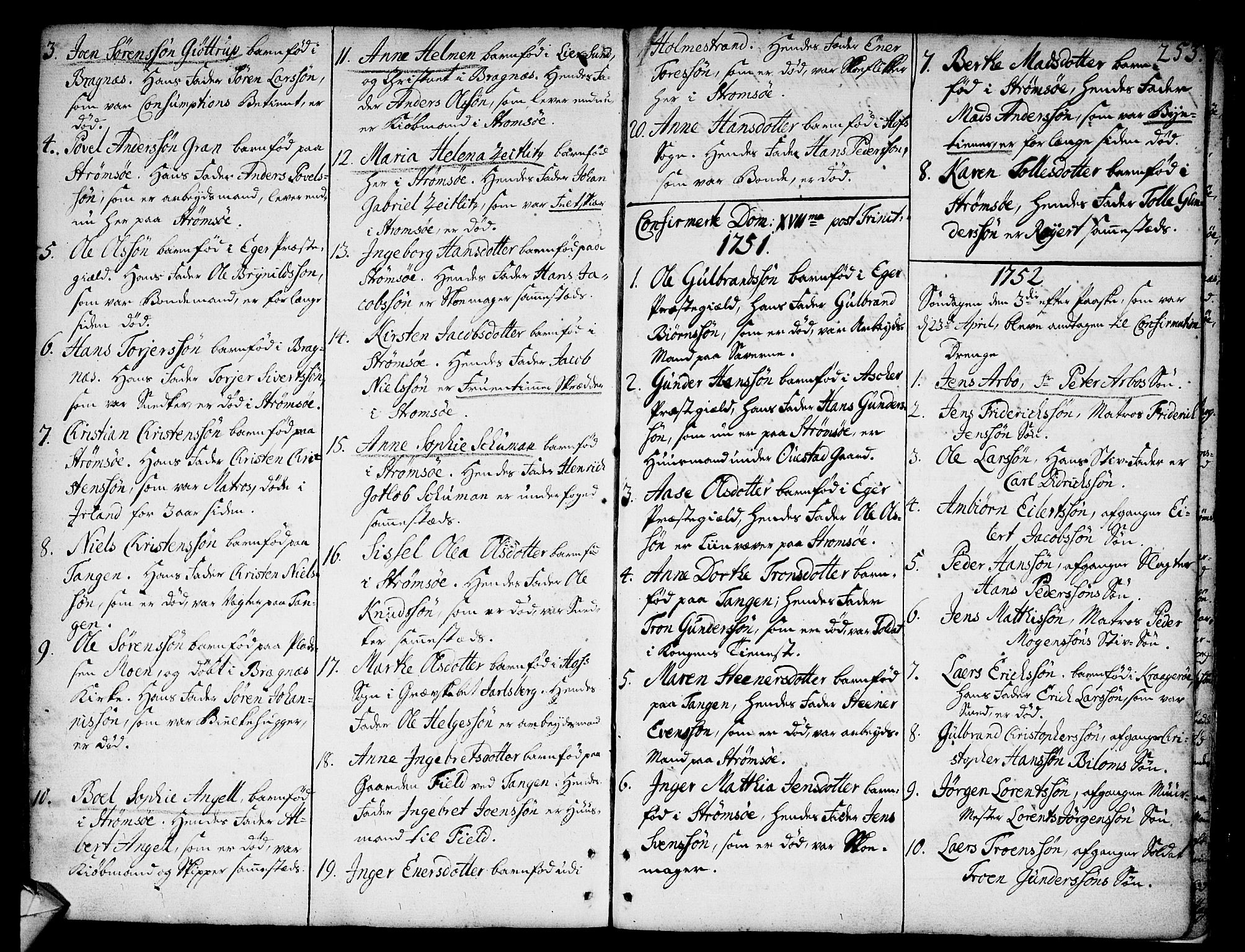 Strømsø kirkebøker, AV/SAKO-A-246/F/Fa/L0008: Parish register (official) no. I 8, 1748-1774, p. 253