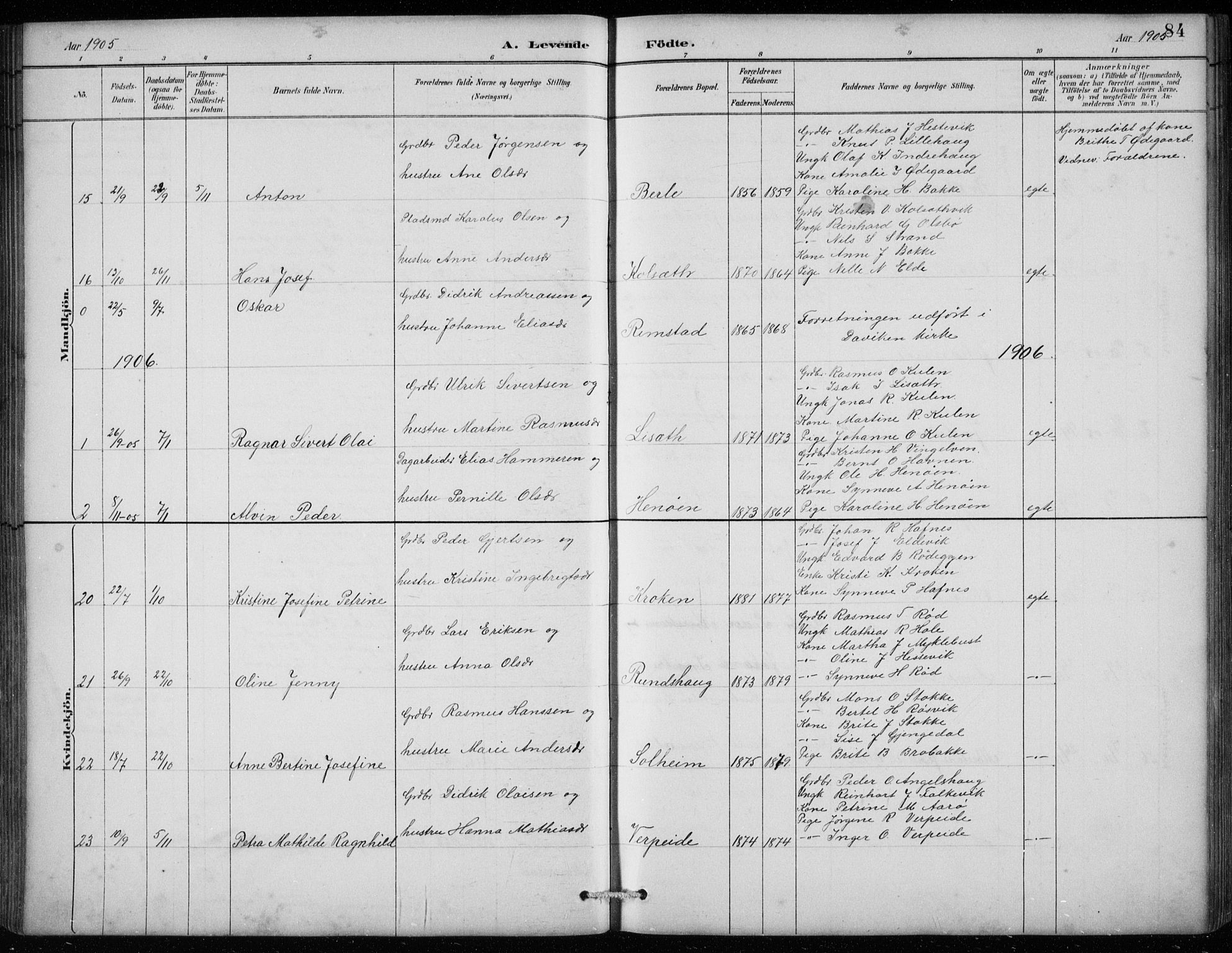 Davik sokneprestembete, AV/SAB-A-79701/H/Hab/Habc/L0002: Parish register (copy) no. C 2, 1889-1906, p. 84