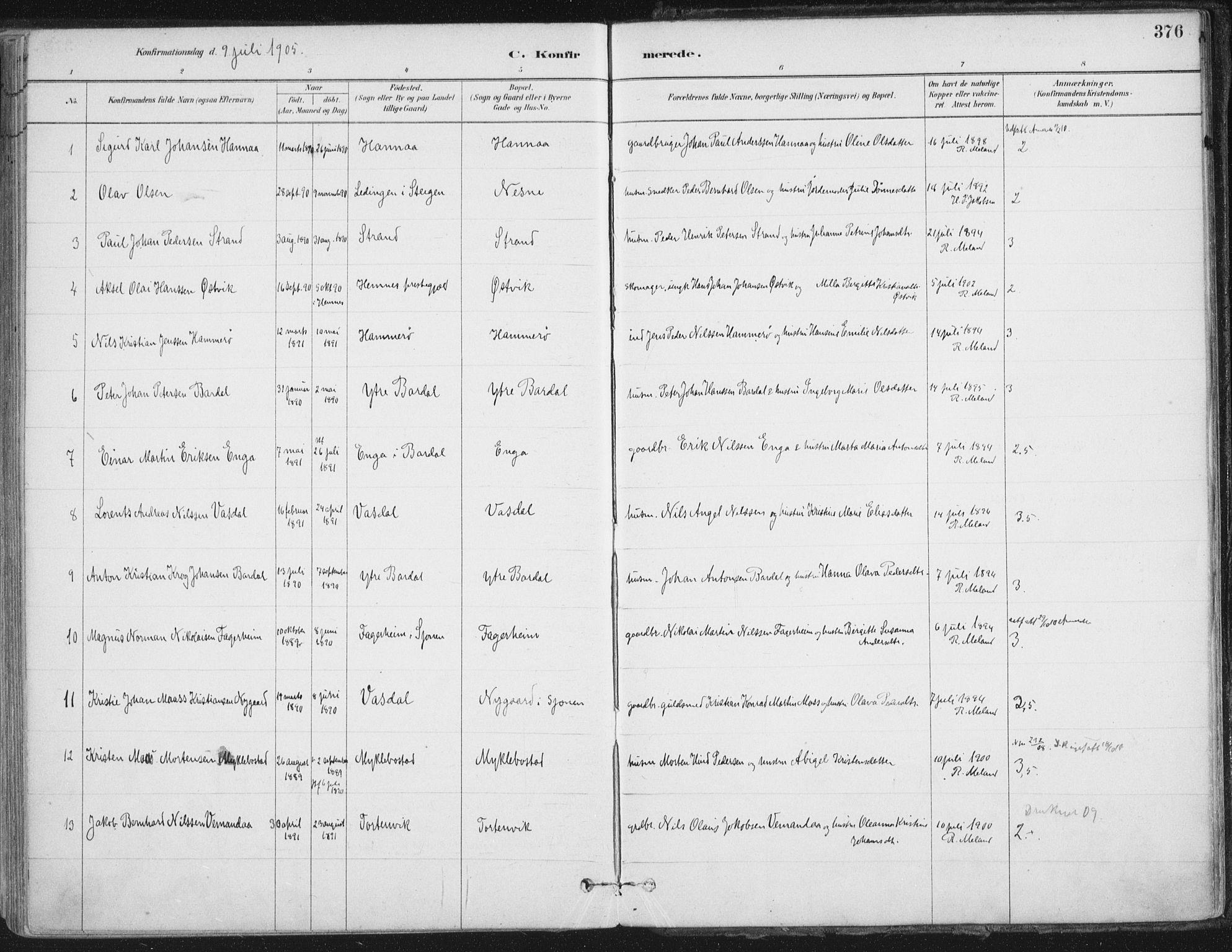 Ministerialprotokoller, klokkerbøker og fødselsregistre - Nordland, AV/SAT-A-1459/838/L0552: Parish register (official) no. 838A10, 1880-1910, p. 376