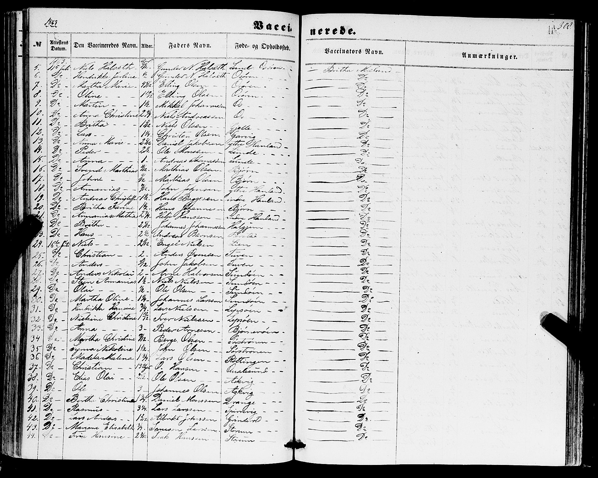 Os sokneprestembete, SAB/A-99929: Parish register (official) no. A 17, 1860-1873, p. 308