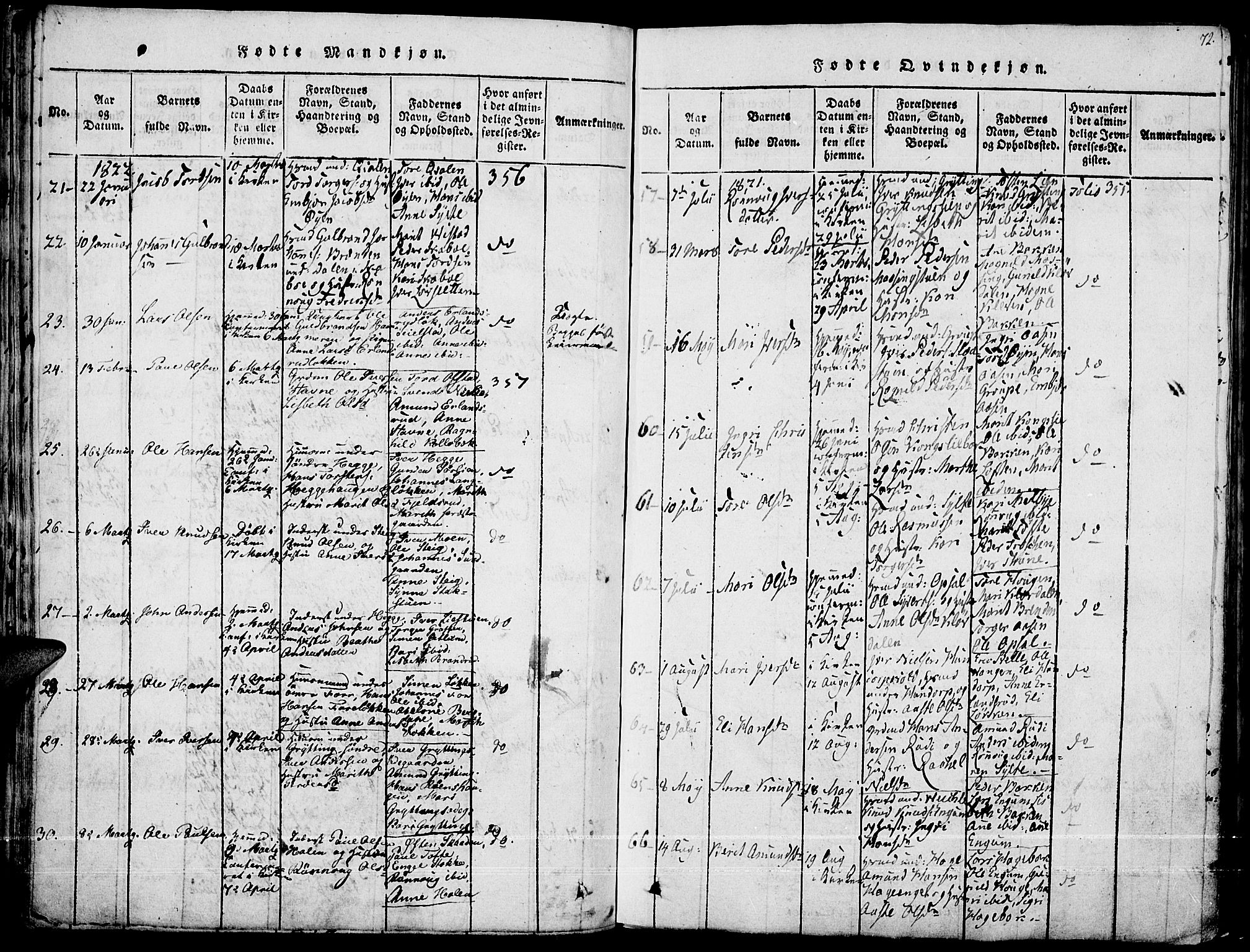 Fron prestekontor, AV/SAH-PREST-078/H/Ha/Haa/L0002: Parish register (official) no. 2, 1816-1827, p. 72