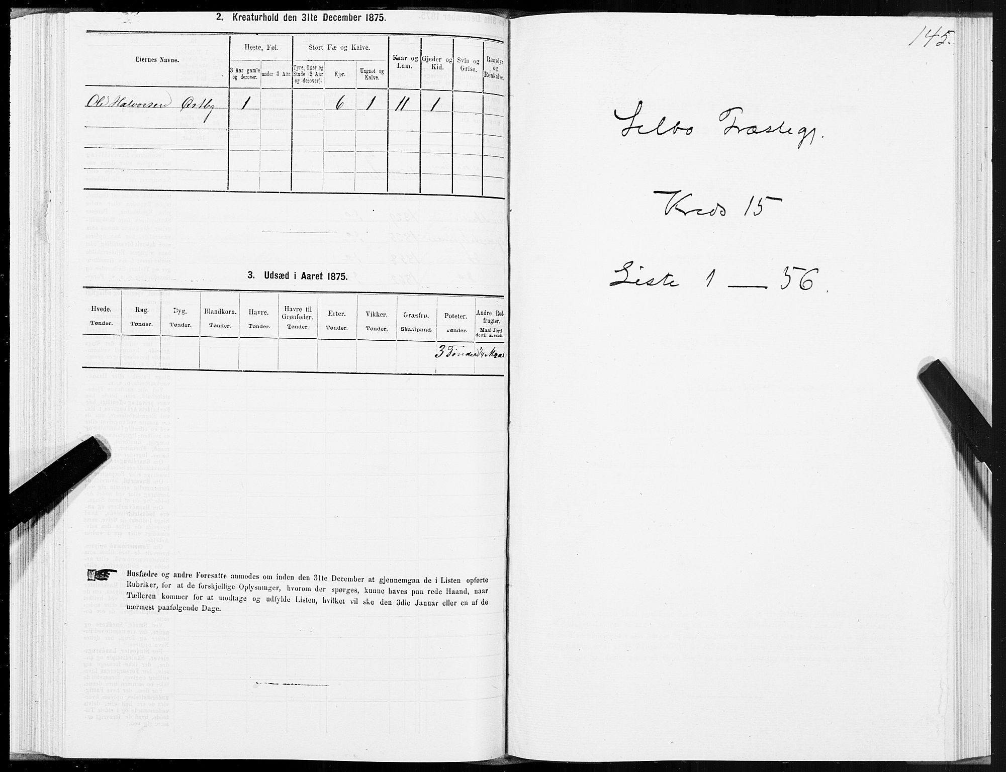 SAT, 1875 census for 1664P Selbu, 1875, p. 7145