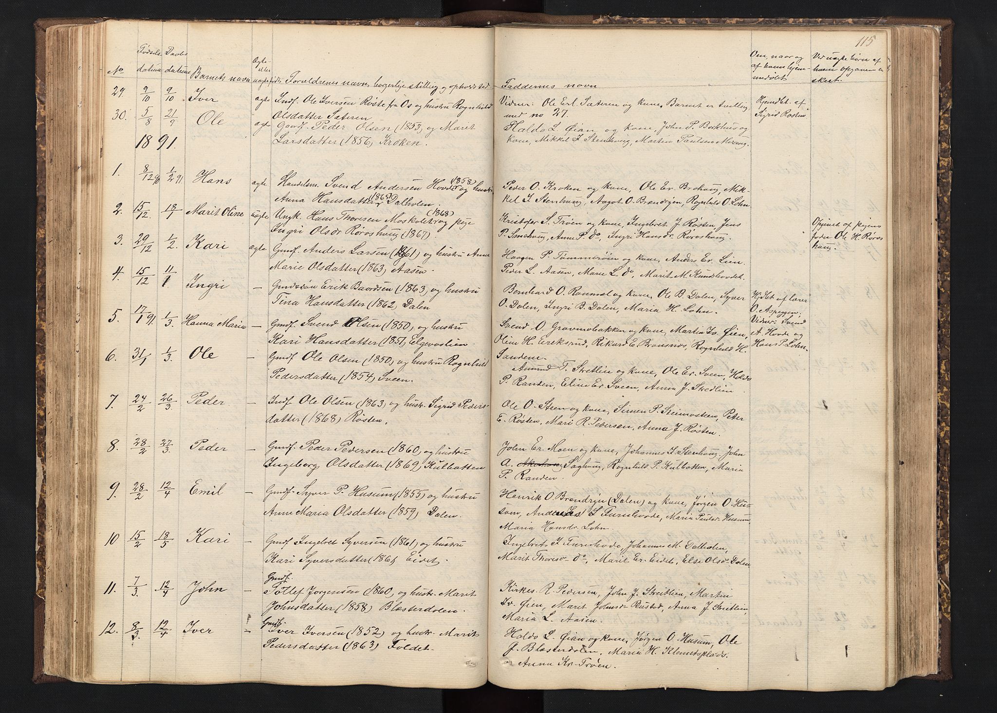 Alvdal prestekontor, SAH/PREST-060/H/Ha/Hab/L0001: Parish register (copy) no. 1, 1857-1893, p. 115