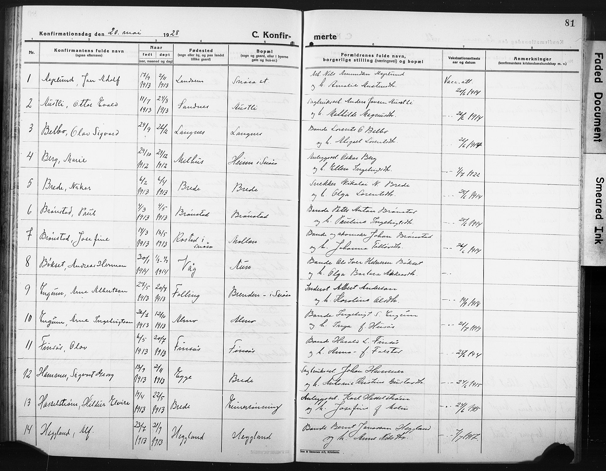 Ministerialprotokoller, klokkerbøker og fødselsregistre - Nord-Trøndelag, SAT/A-1458/749/L0480: Parish register (copy) no. 749C02, 1924-1932, p. 81