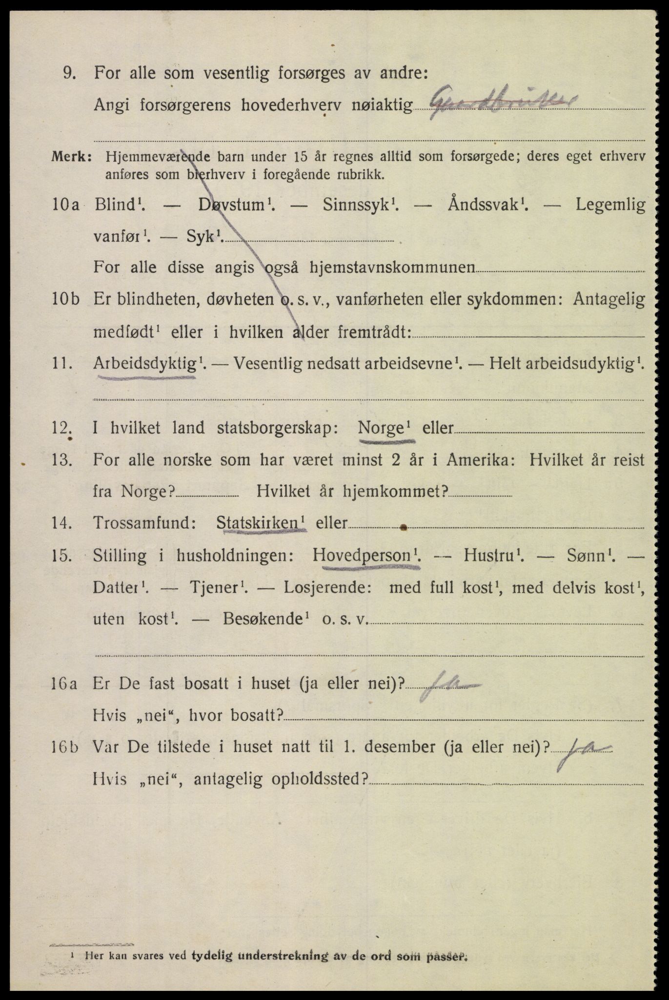 SAK, 1920 census for Åseral, 1920, p. 1213