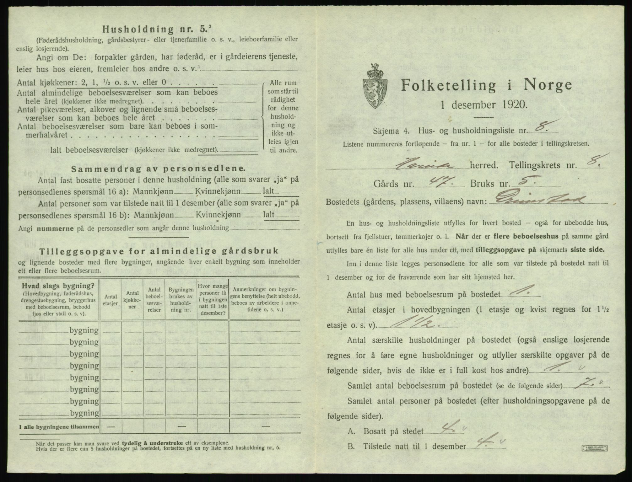 SAT, 1920 census for Hareid, 1920, p. 397