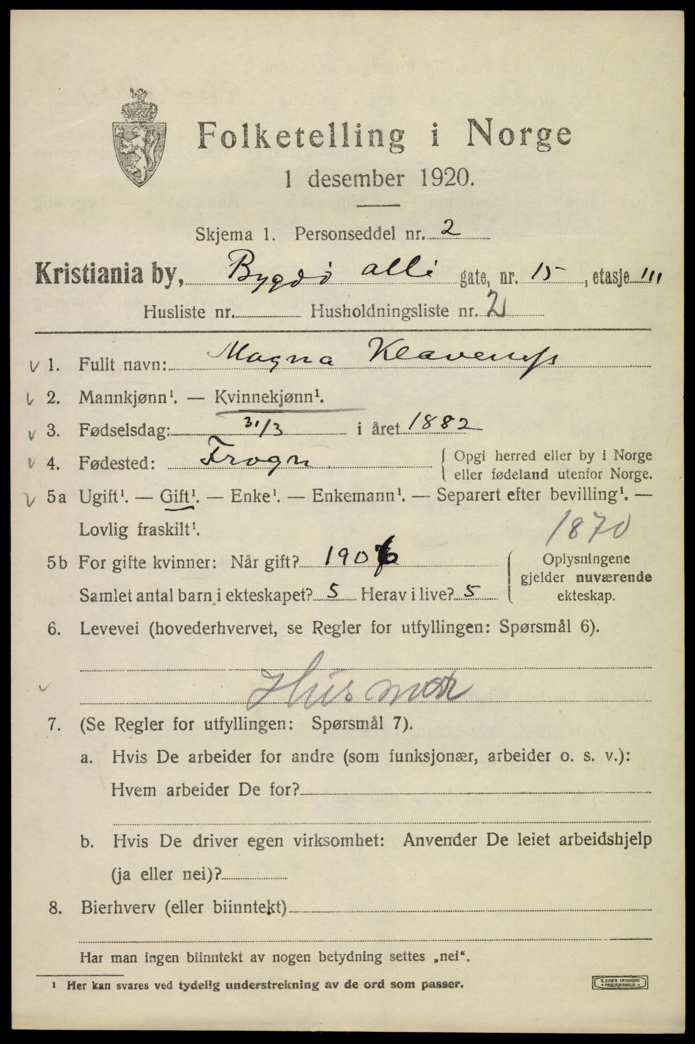 SAO, 1920 census for Kristiania, 1920, p. 176769
