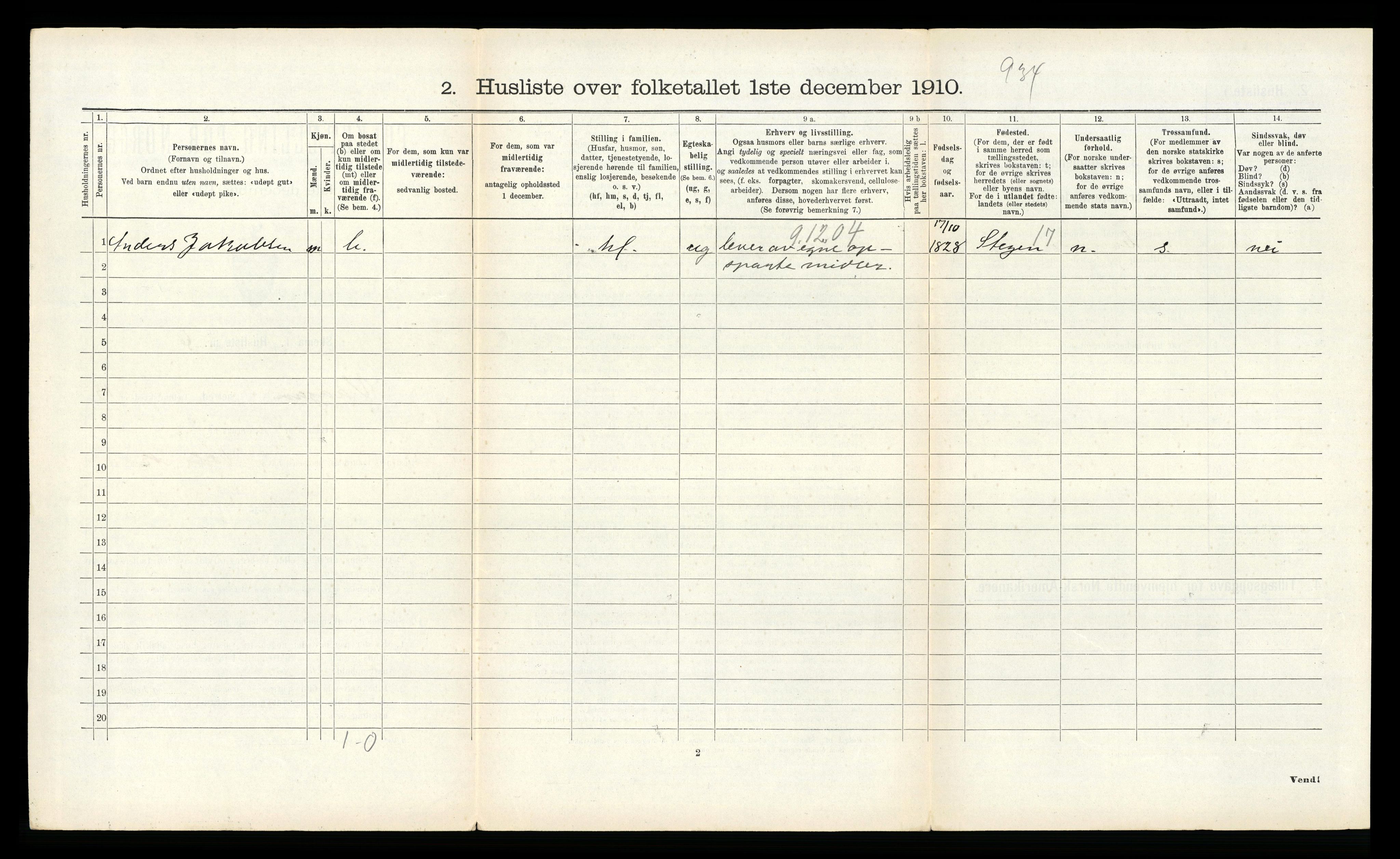 RA, 1910 census for Vågan, 1910, p. 1786