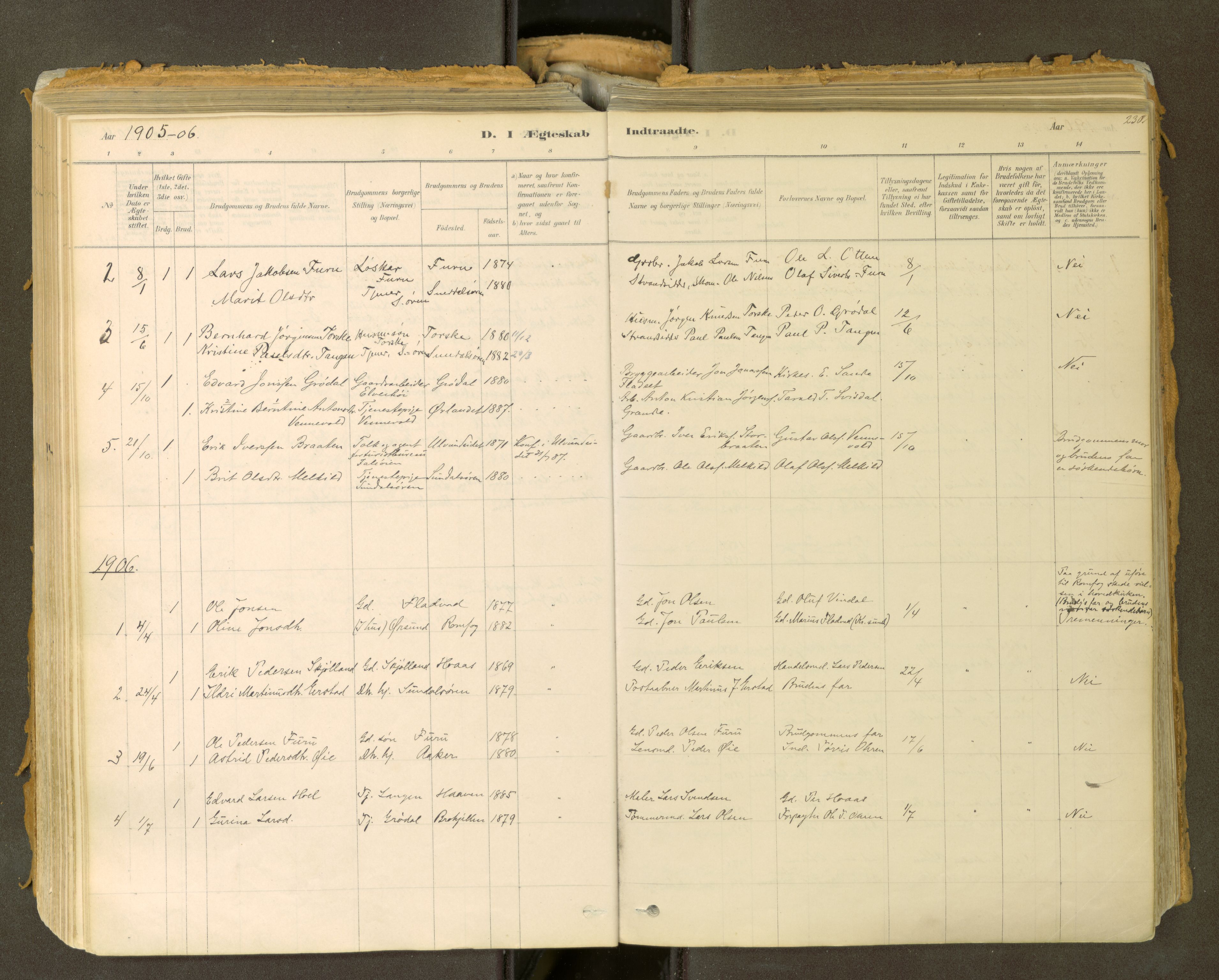 Sunndal sokneprestkontor, SAT/A-1085/1/I/I1/I1a: Parish register (official) no. 2, 1877-1914, p. 230