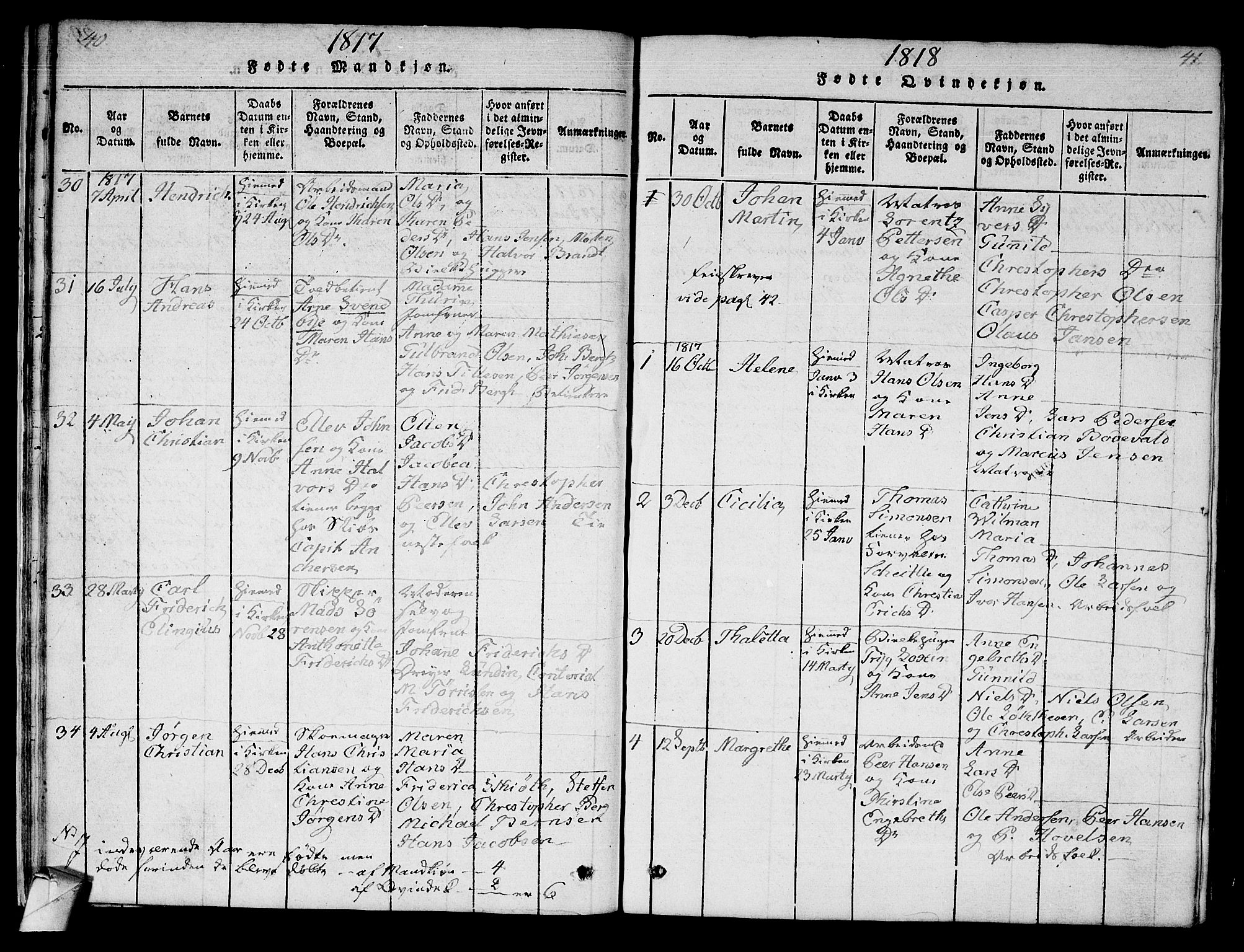 Strømsø kirkebøker, SAKO/A-246/F/Fa/L0011: Parish register (official) no. I 11, 1815-1829, p. 40-41