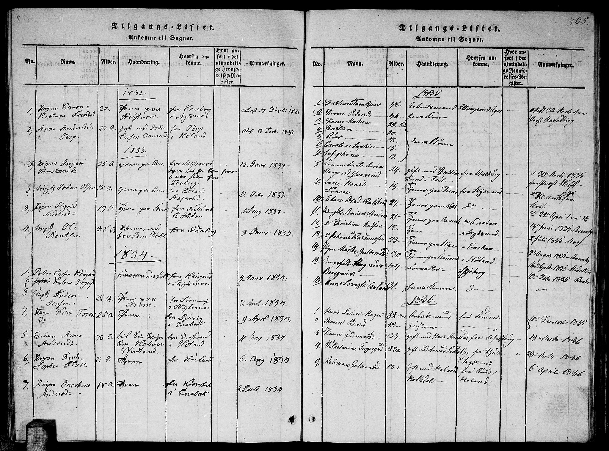 Fet prestekontor Kirkebøker, AV/SAO-A-10370a/G/Ga/L0001: Parish register (copy) no. I 1, 1815-1842, p. 305