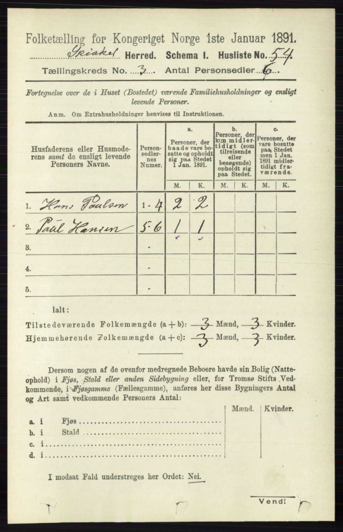 RA, 1891 census for 0513 Skjåk, 1891, p. 937