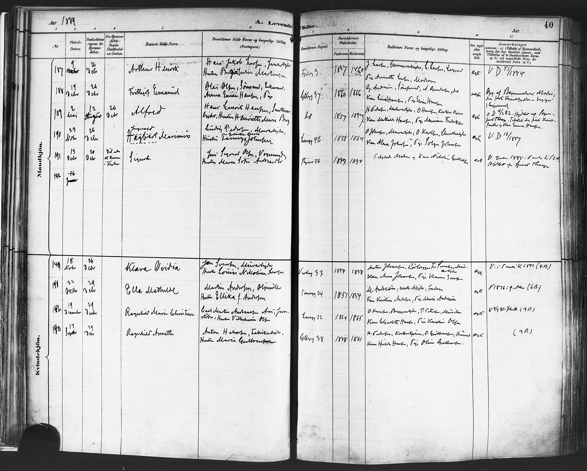Petrus prestekontor Kirkebøker, AV/SAO-A-10872/F/Fa/L0004: Parish register (official) no. 4, 1888-1898, p. 40