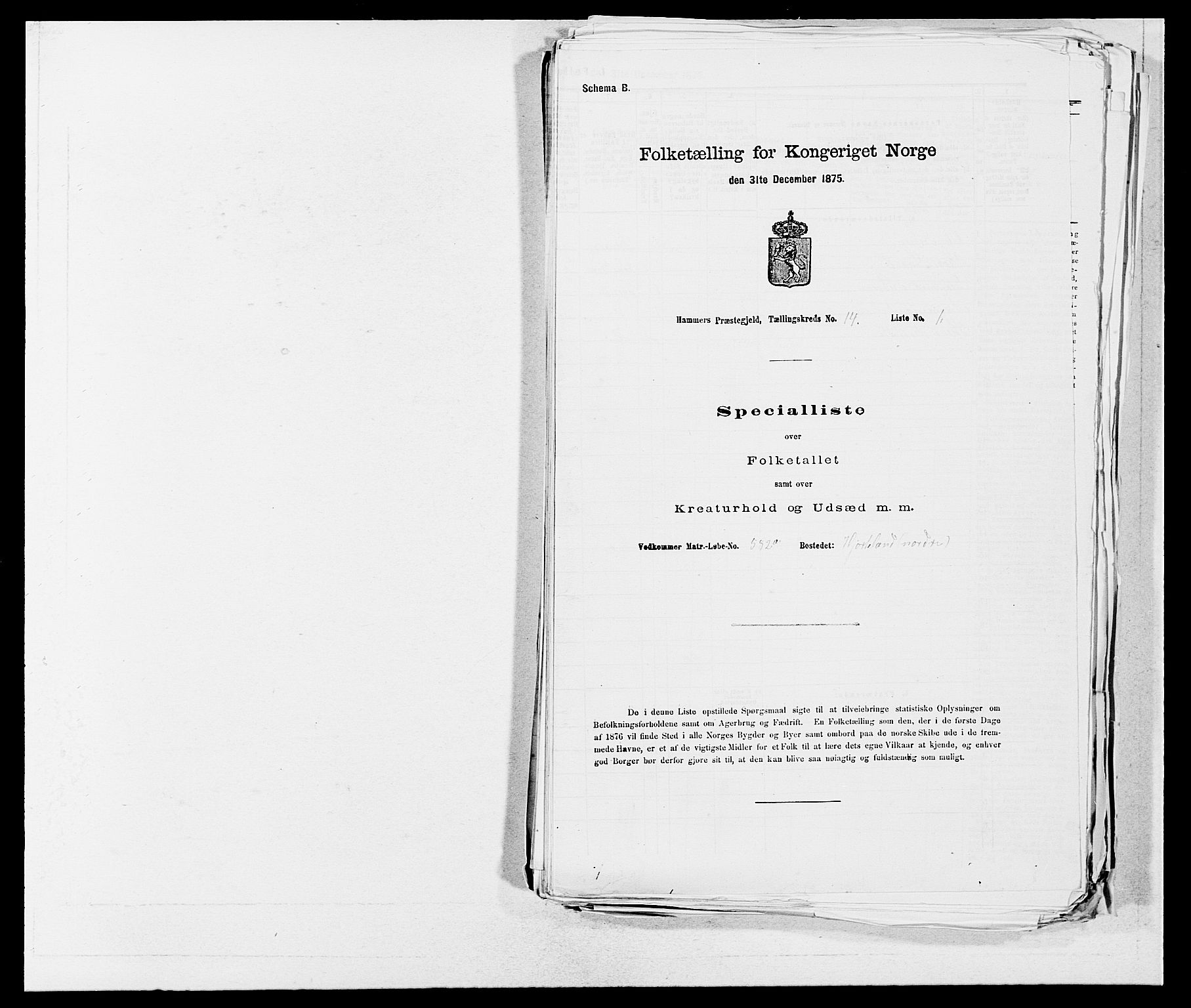 SAB, 1875 census for 1254P Hamre, 1875, p. 1814