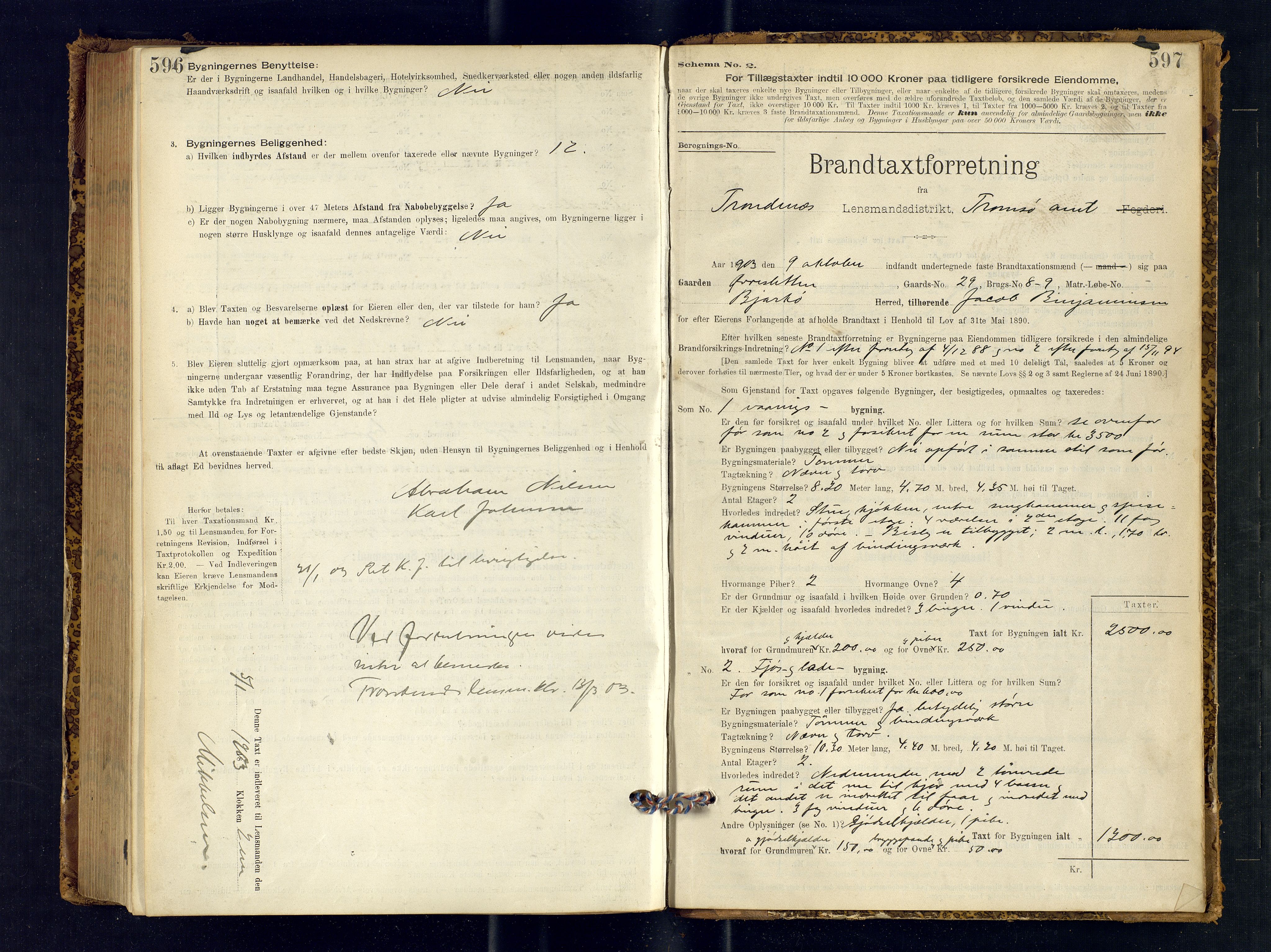 Harstad lensmannskontor, AV/SATØ-SATØ-10/F/Fr/Fra/L0596: Branntakstprotokoll (S). Merket I. Med register, 1893-1907, p. 596-597