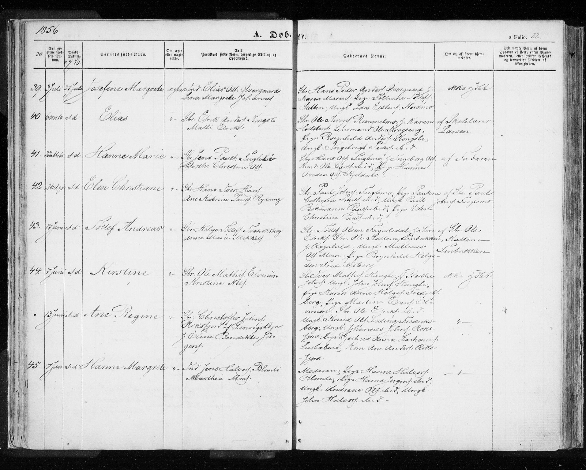 Målselv sokneprestembete, SATØ/S-1311/G/Ga/Gaa/L0003kirke: Parish register (official) no. 3, 1853-1863, p. 22