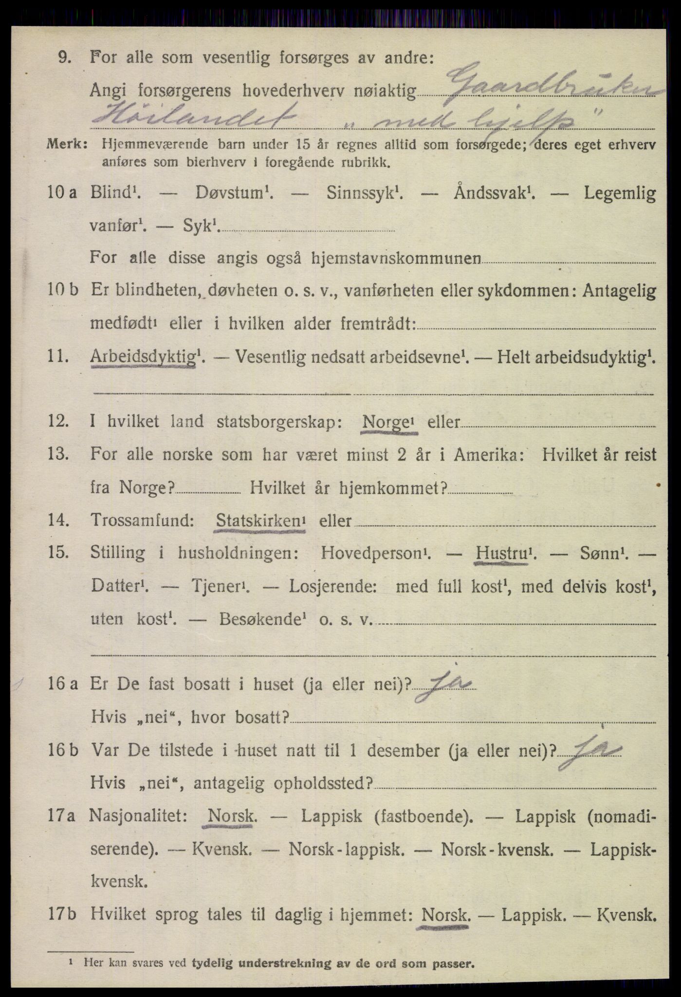 SAT, 1920 census for Høylandet, 1920, p. 457