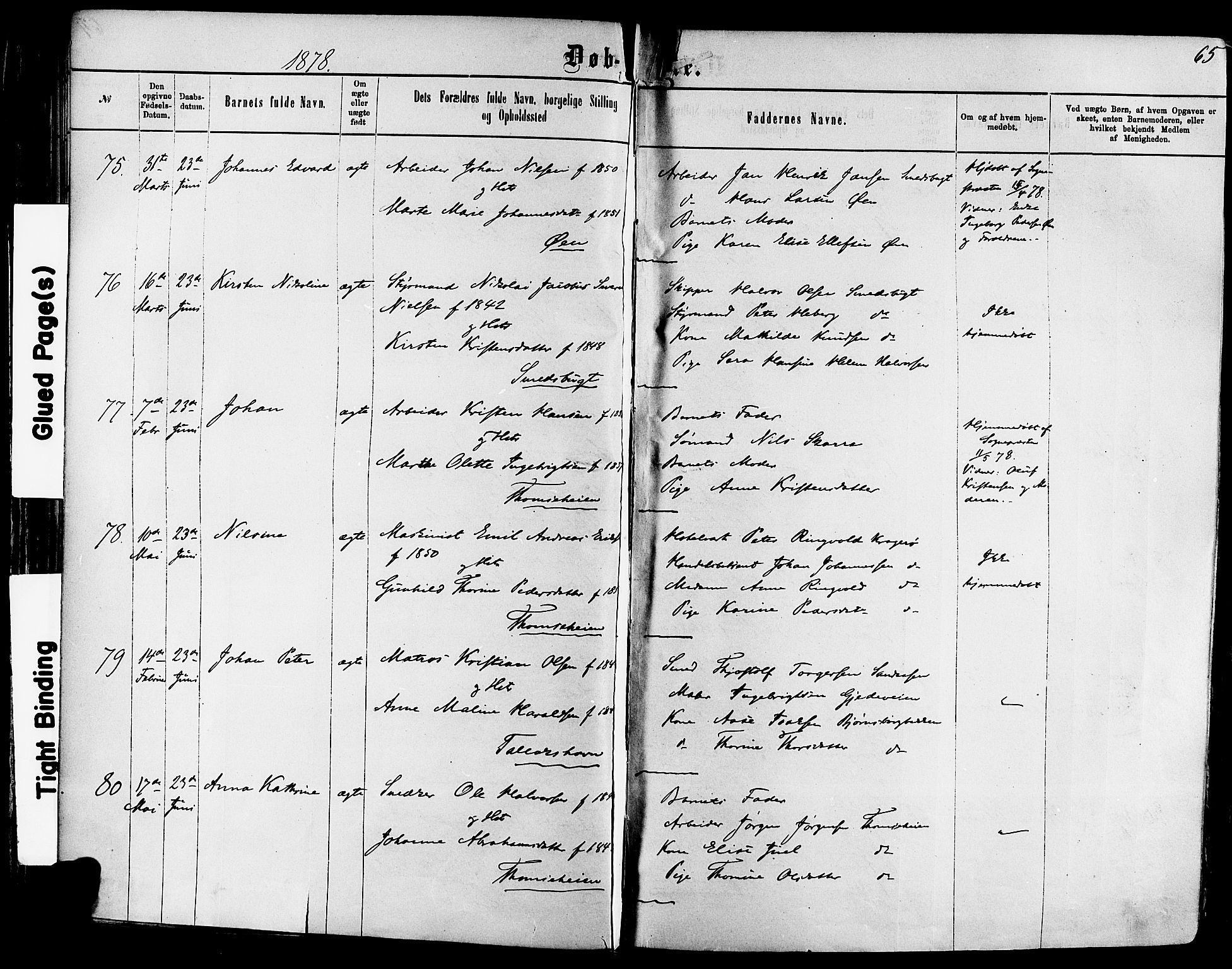 Kragerø kirkebøker, AV/SAKO-A-278/F/Fa/L0011: Parish register (official) no. 11, 1875-1886, p. 65