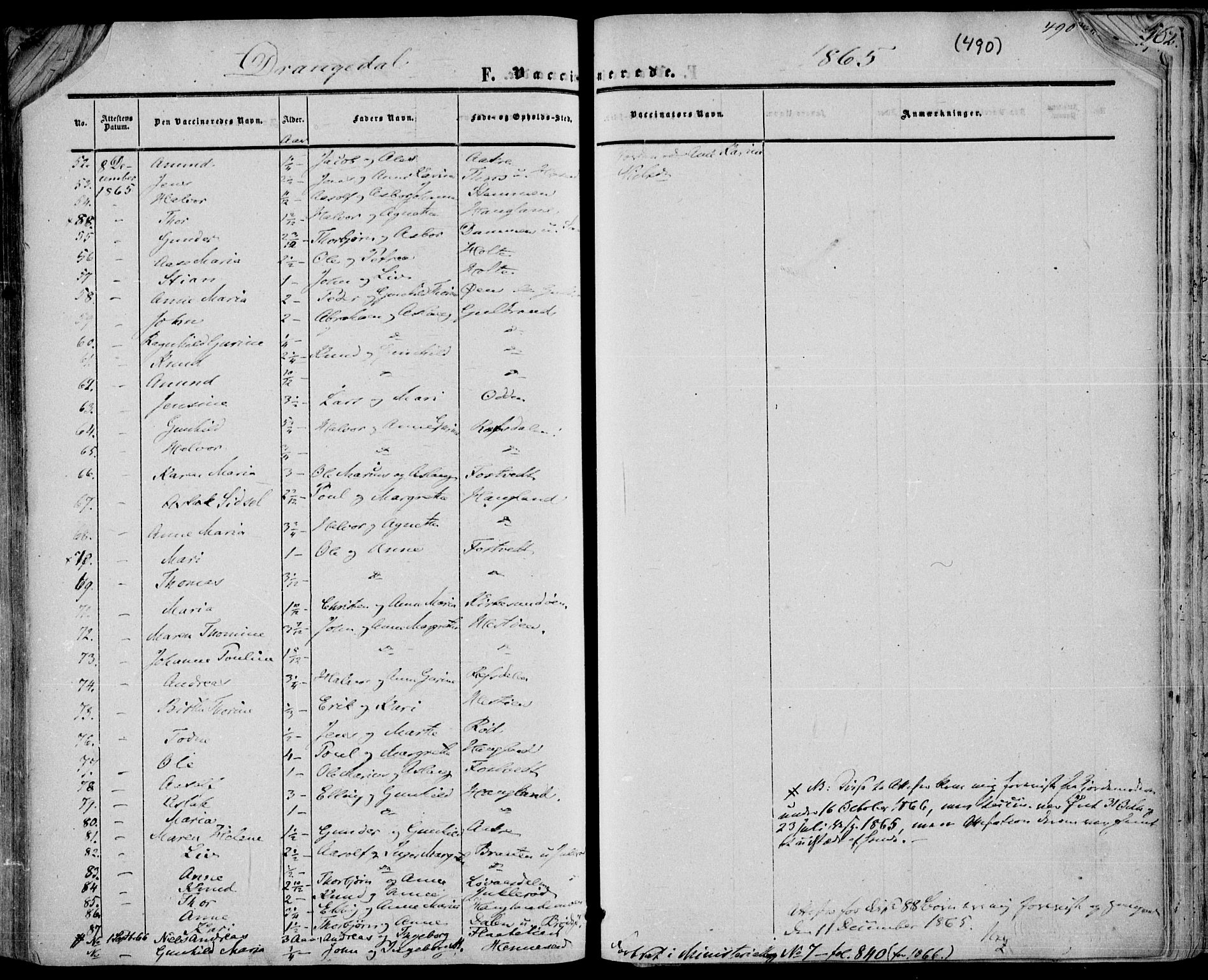 Drangedal kirkebøker, AV/SAKO-A-258/F/Fa/L0008: Parish register (official) no. 8, 1857-1871, p. 490