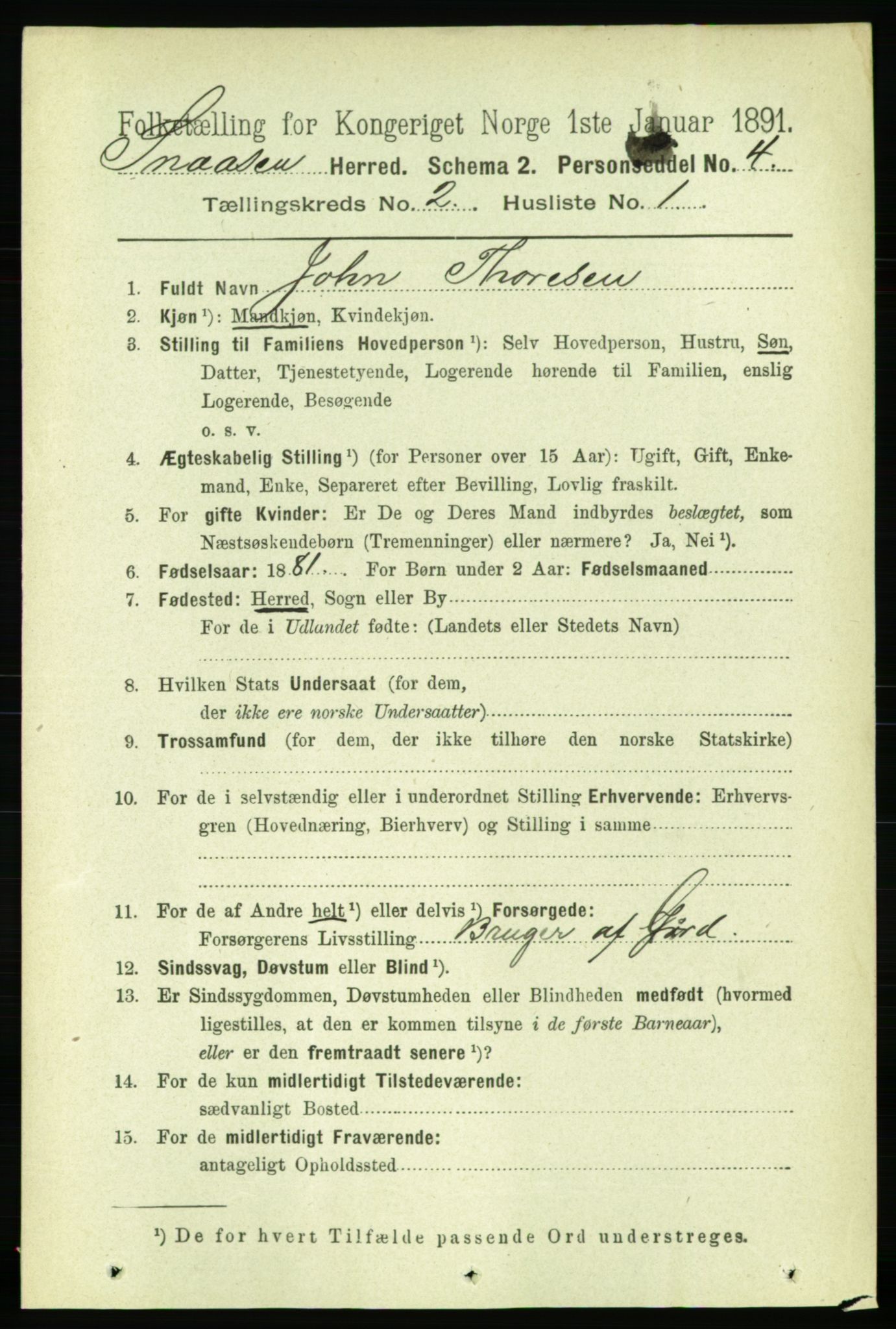 RA, 1891 census for 1736 Snåsa, 1891, p. 462