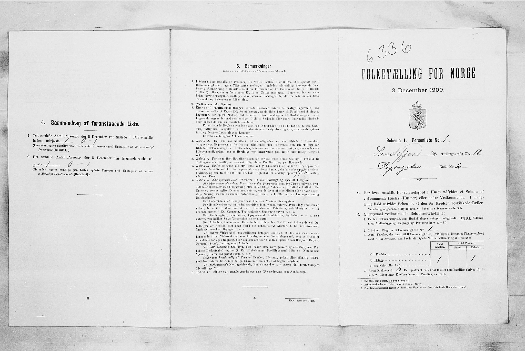 RA, 1900 census for Sandefjord, 1900, p. 2429