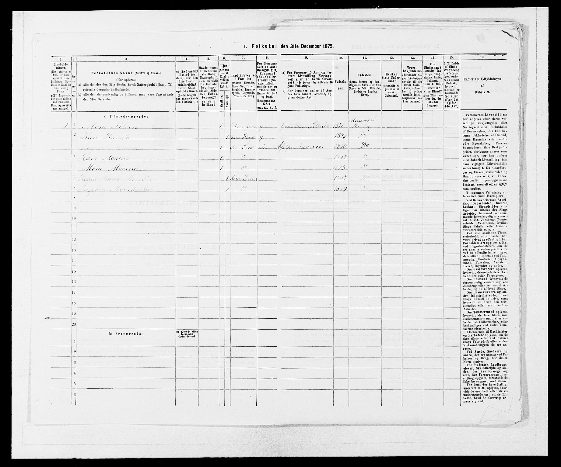 SAB, 1875 census for 1254P Hamre, 1875, p. 577