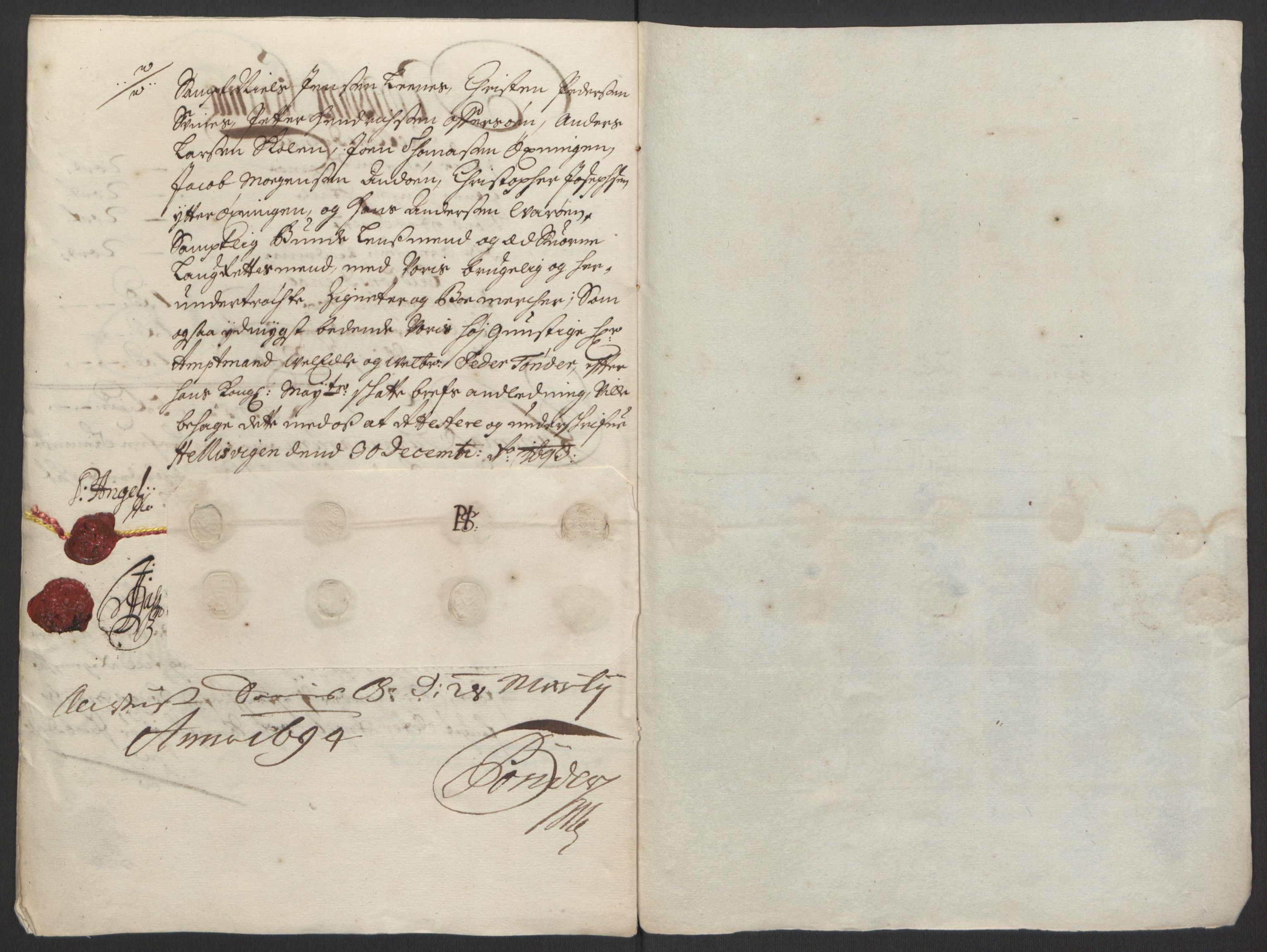 Rentekammeret inntil 1814, Reviderte regnskaper, Fogderegnskap, AV/RA-EA-4092/R65/L4505: Fogderegnskap Helgeland, 1693-1696, p. 108