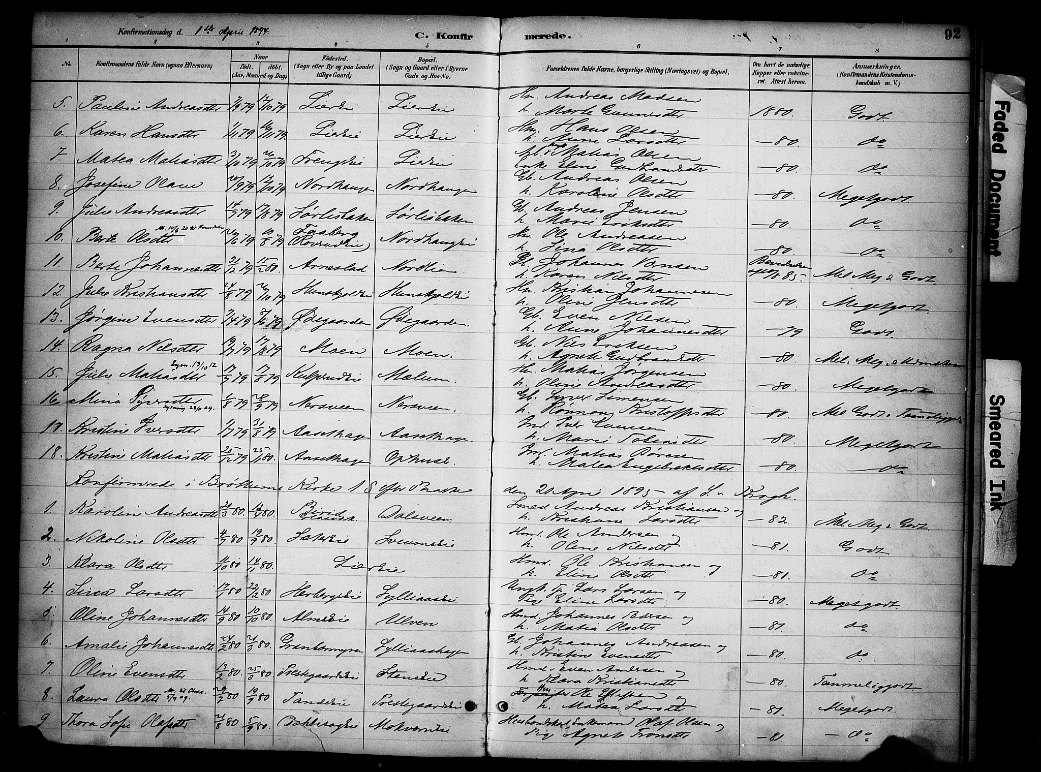 Ringsaker prestekontor, AV/SAH-PREST-014/K/Ka/L0015: Parish register (official) no. 15, 1891-1904, p. 92