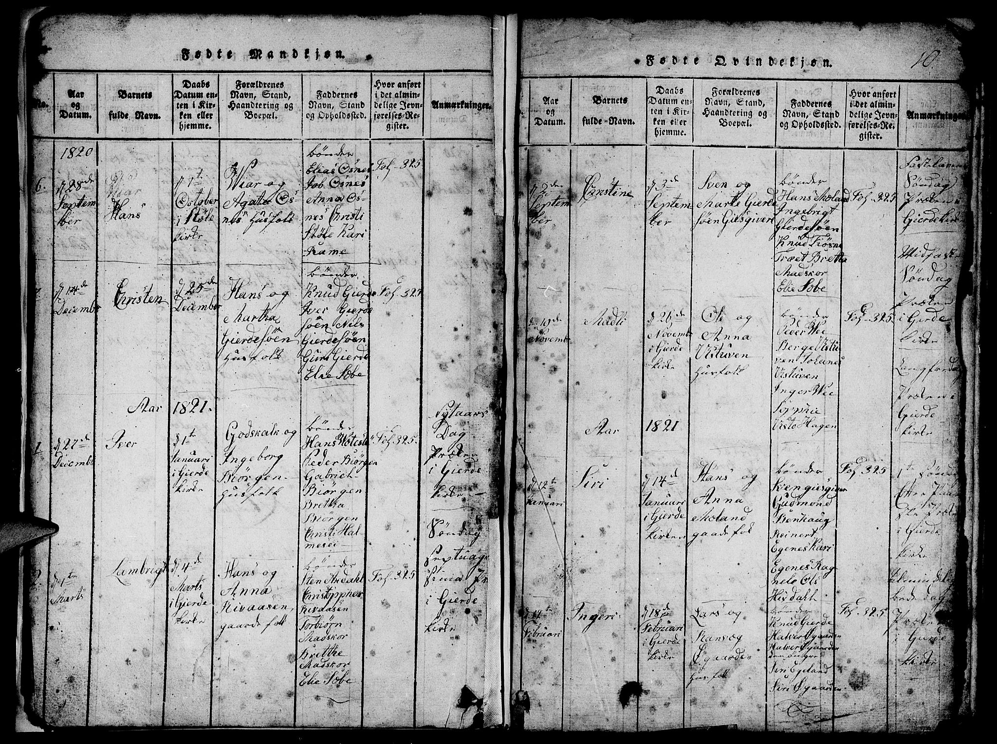 Etne sokneprestembete, SAB/A-75001/H/Hab: Parish register (copy) no. B 1, 1815-1850, p. 10