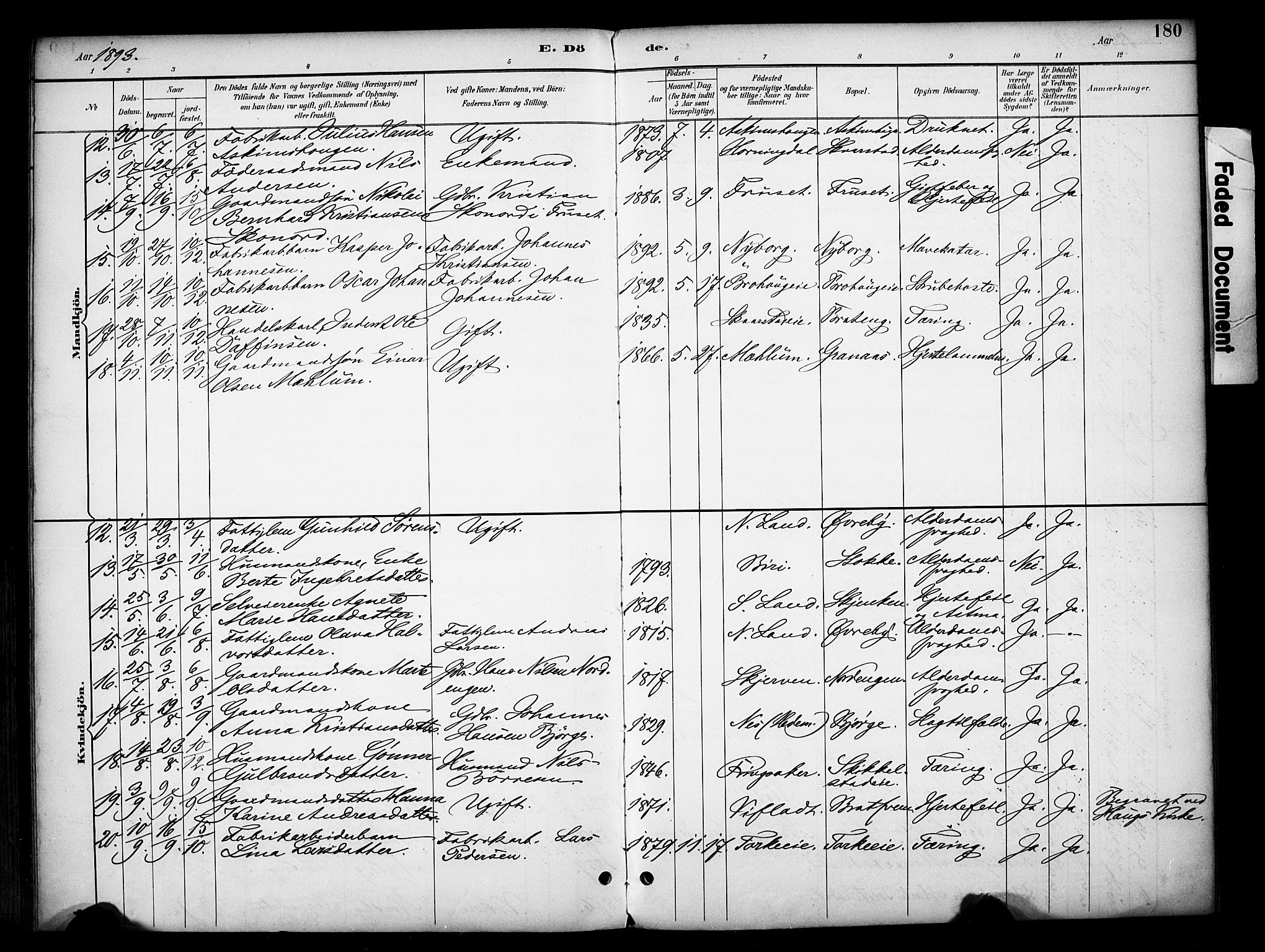 Vardal prestekontor, SAH/PREST-100/H/Ha/Haa/L0012: Parish register (official) no. 12, 1893-1904, p. 180