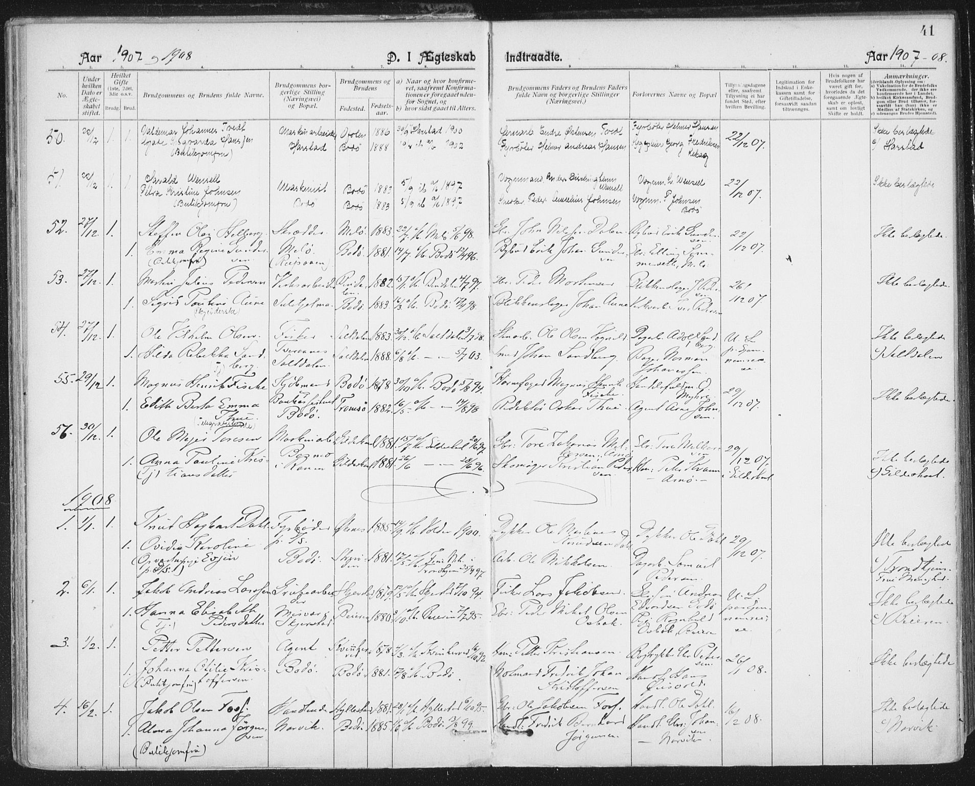 Ministerialprotokoller, klokkerbøker og fødselsregistre - Nordland, SAT/A-1459/801/L0012: Parish register (official) no. 801A12, 1900-1916, p. 41