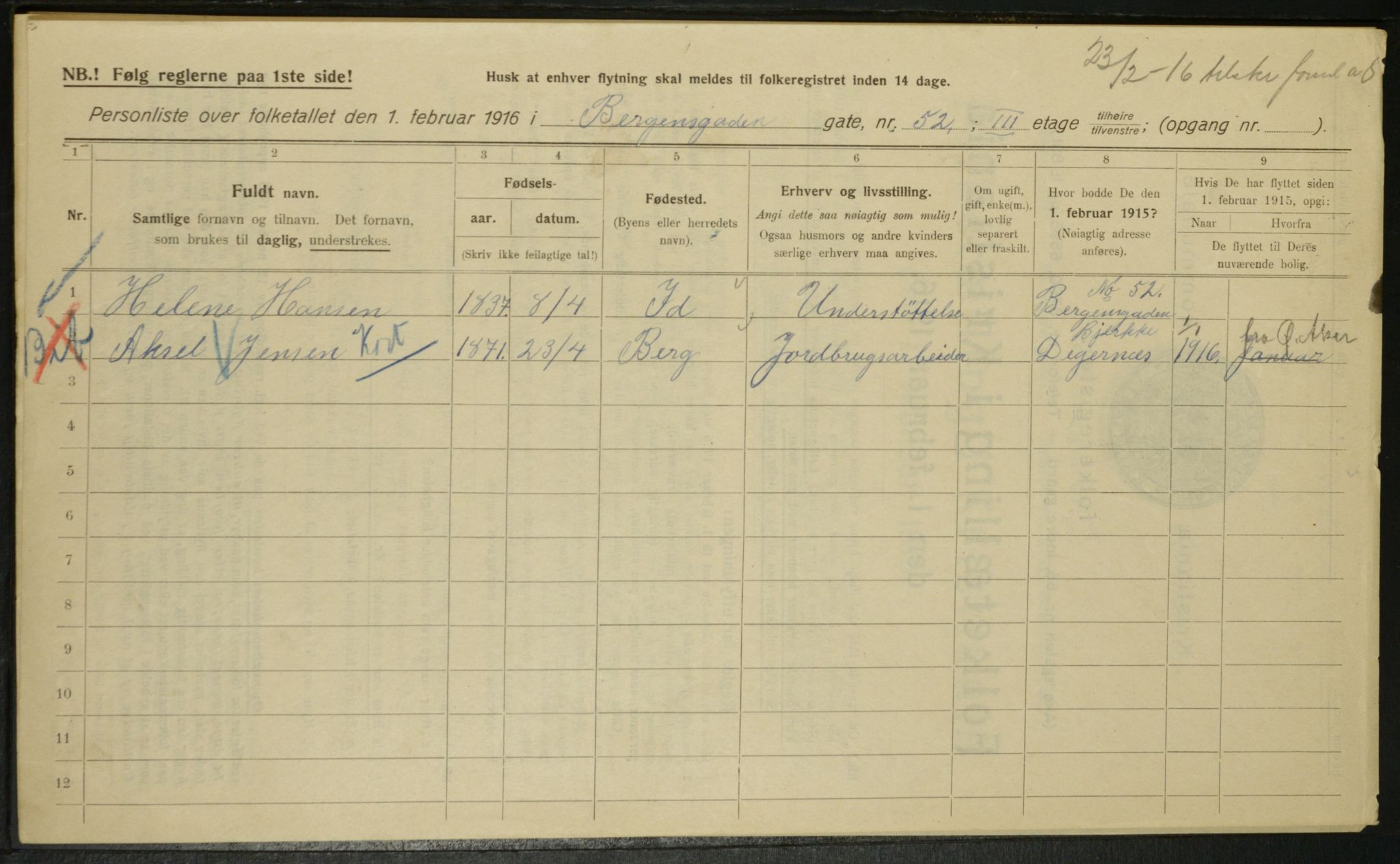 OBA, Municipal Census 1916 for Kristiania, 1916, p. 4058