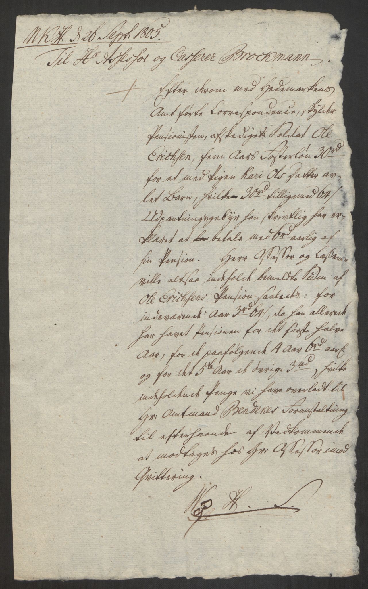 Forsvaret, Den norske kvesthuskasse/krigshospitalkasse, AV/RA-RAFA-1887/F/Fa/L0017: Innkomne brev:, 1782-1807, p. 684