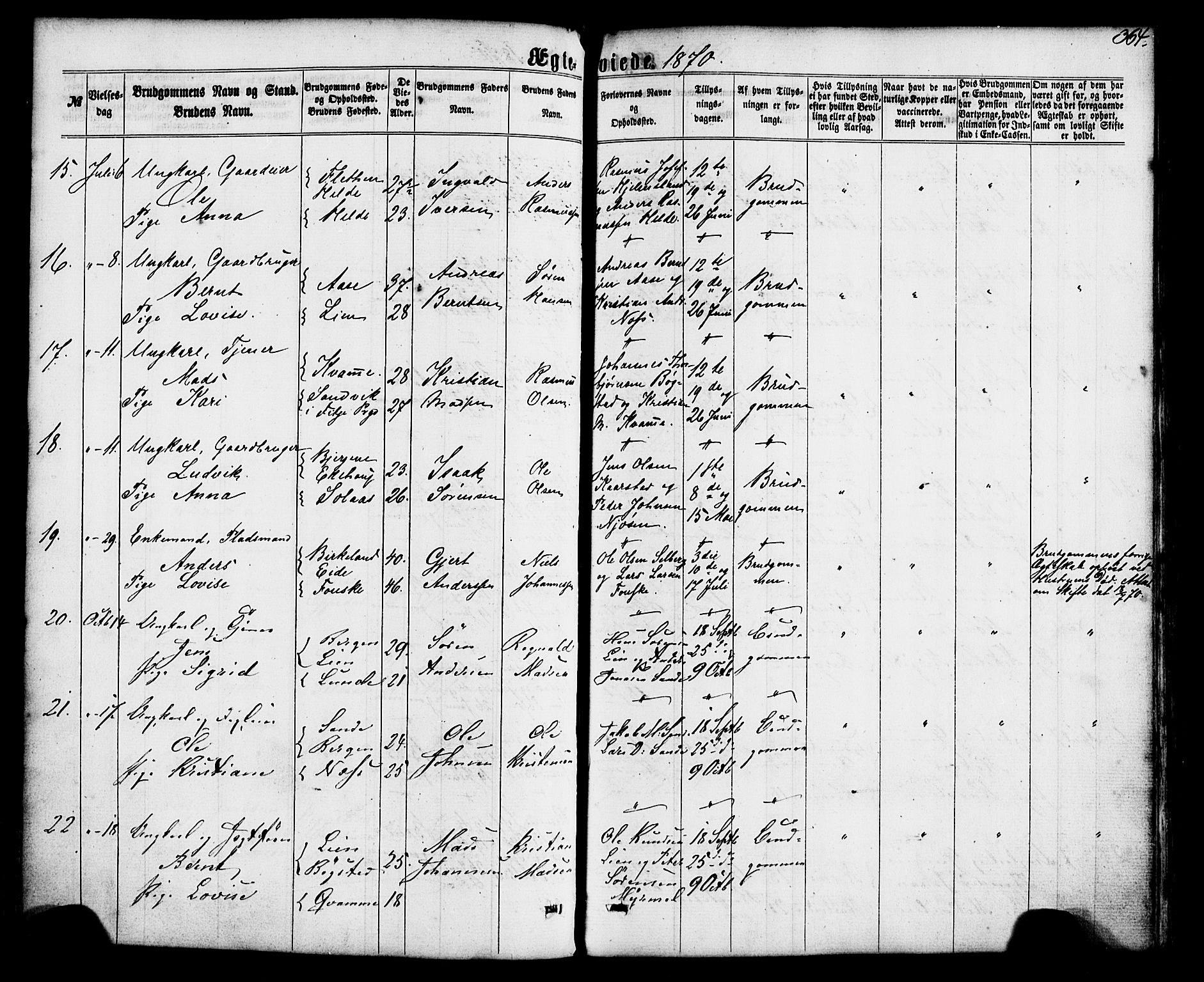 Gaular sokneprestembete, SAB/A-80001/H/Haa: Parish register (official) no. A 5, 1860-1881, p. 364