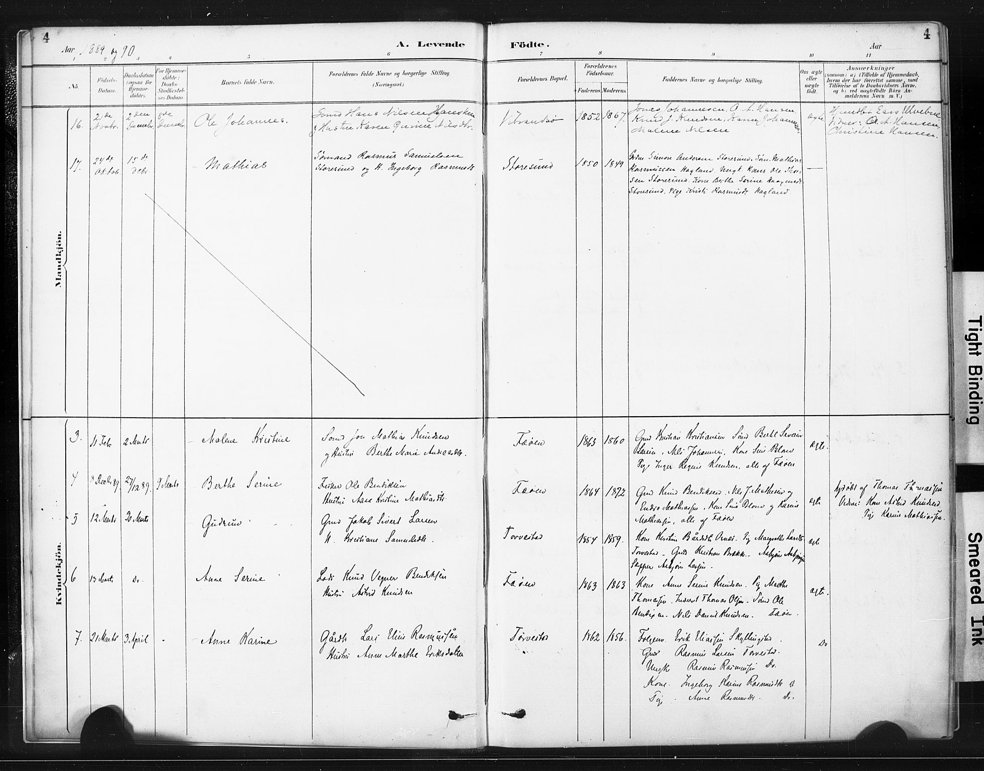 Torvastad sokneprestkontor, AV/SAST-A -101857/H/Ha/Haa/L0015: Parish register (official) no. A 14, 1888-1899, p. 4