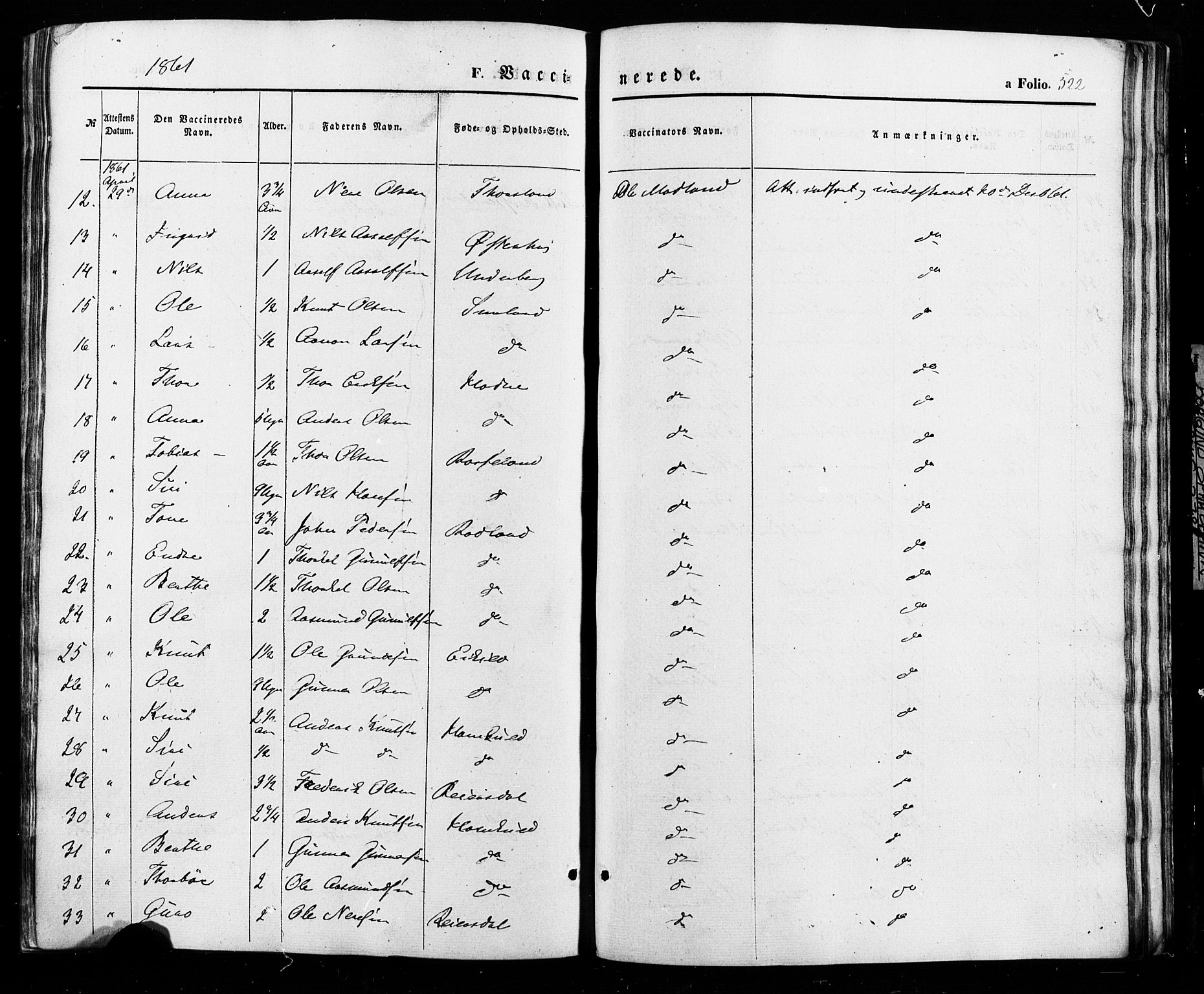 Åseral sokneprestkontor, AV/SAK-1111-0051/F/Fa/L0002: Parish register (official) no. A 2, 1854-1884, p. 522