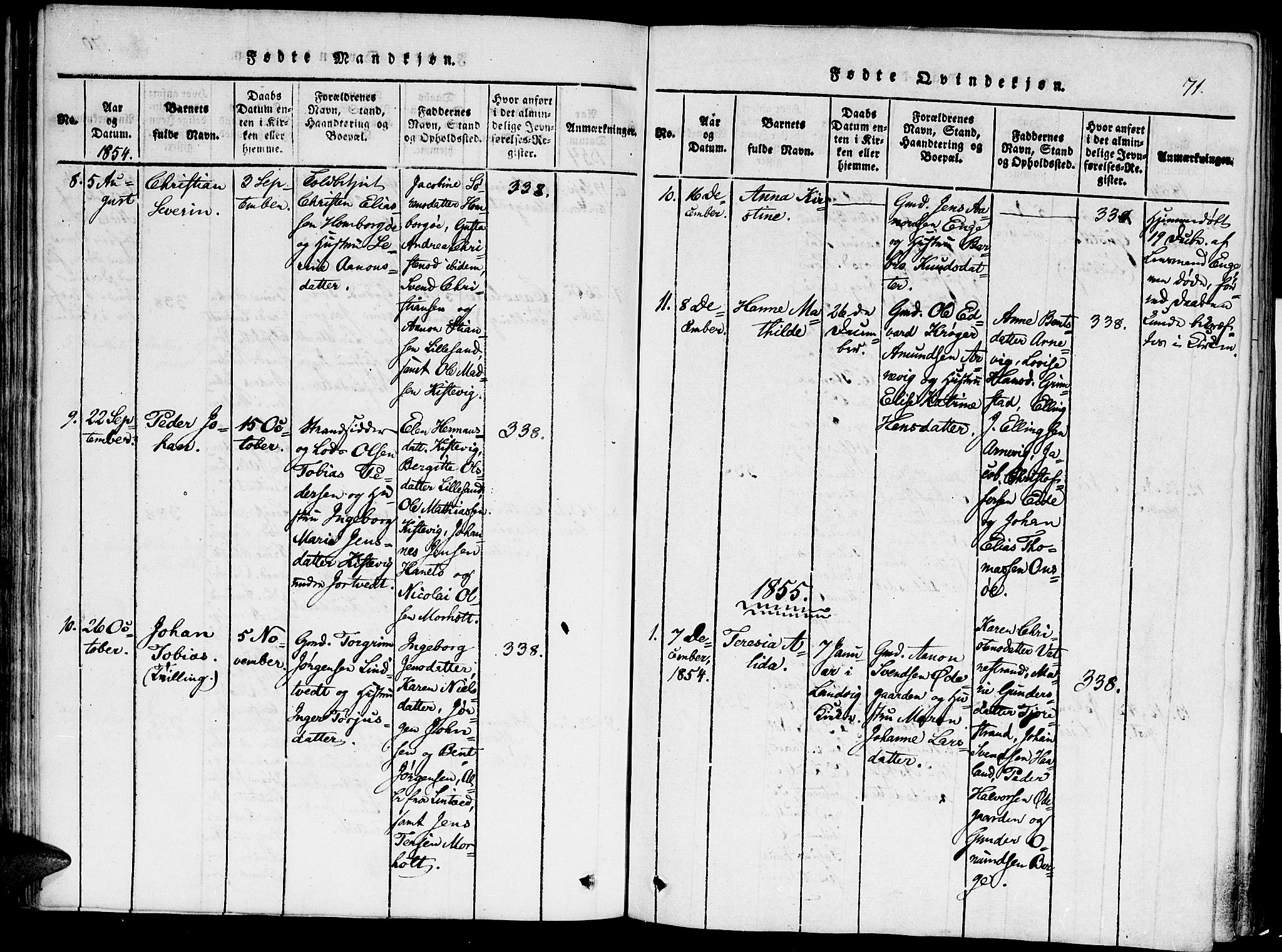 Hommedal sokneprestkontor, AV/SAK-1111-0023/F/Fa/Faa/L0001: Parish register (official) no. A 1, 1816-1860, p. 71