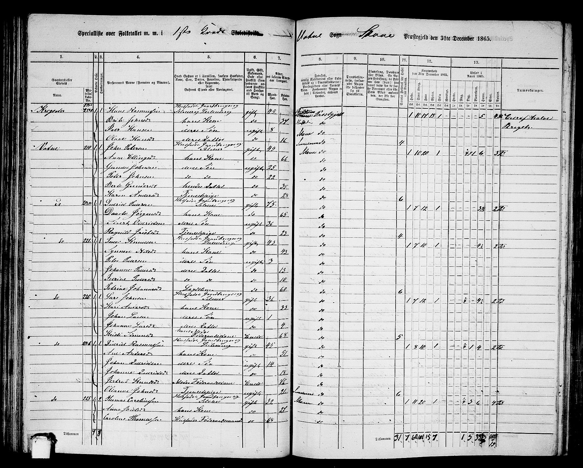 RA, 1865 census for Skodje, 1865, p. 75