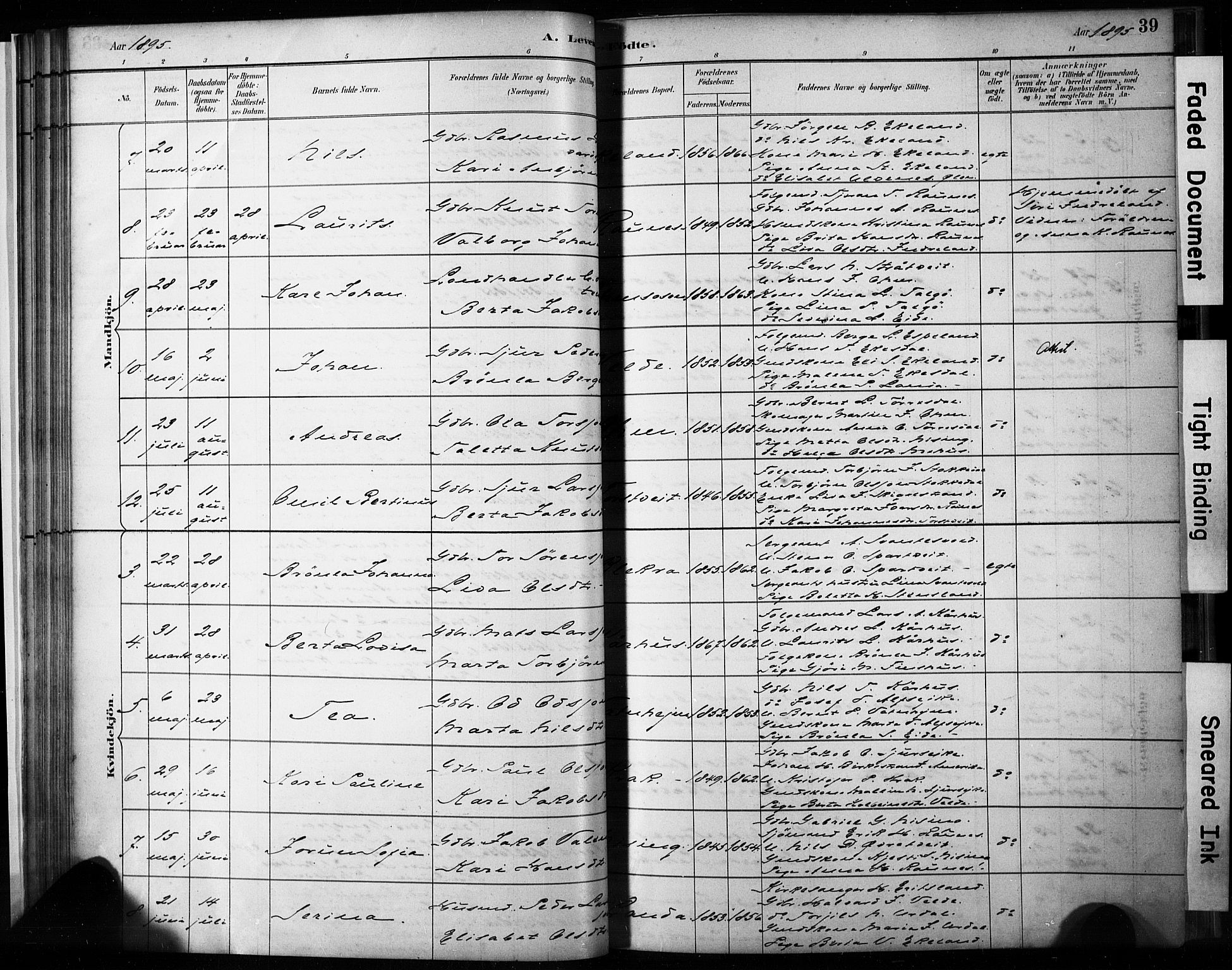 Skjold sokneprestkontor, AV/SAST-A-101847/H/Ha/Haa/L0009: Parish register (official) no. A 9, 1882-1898, p. 39