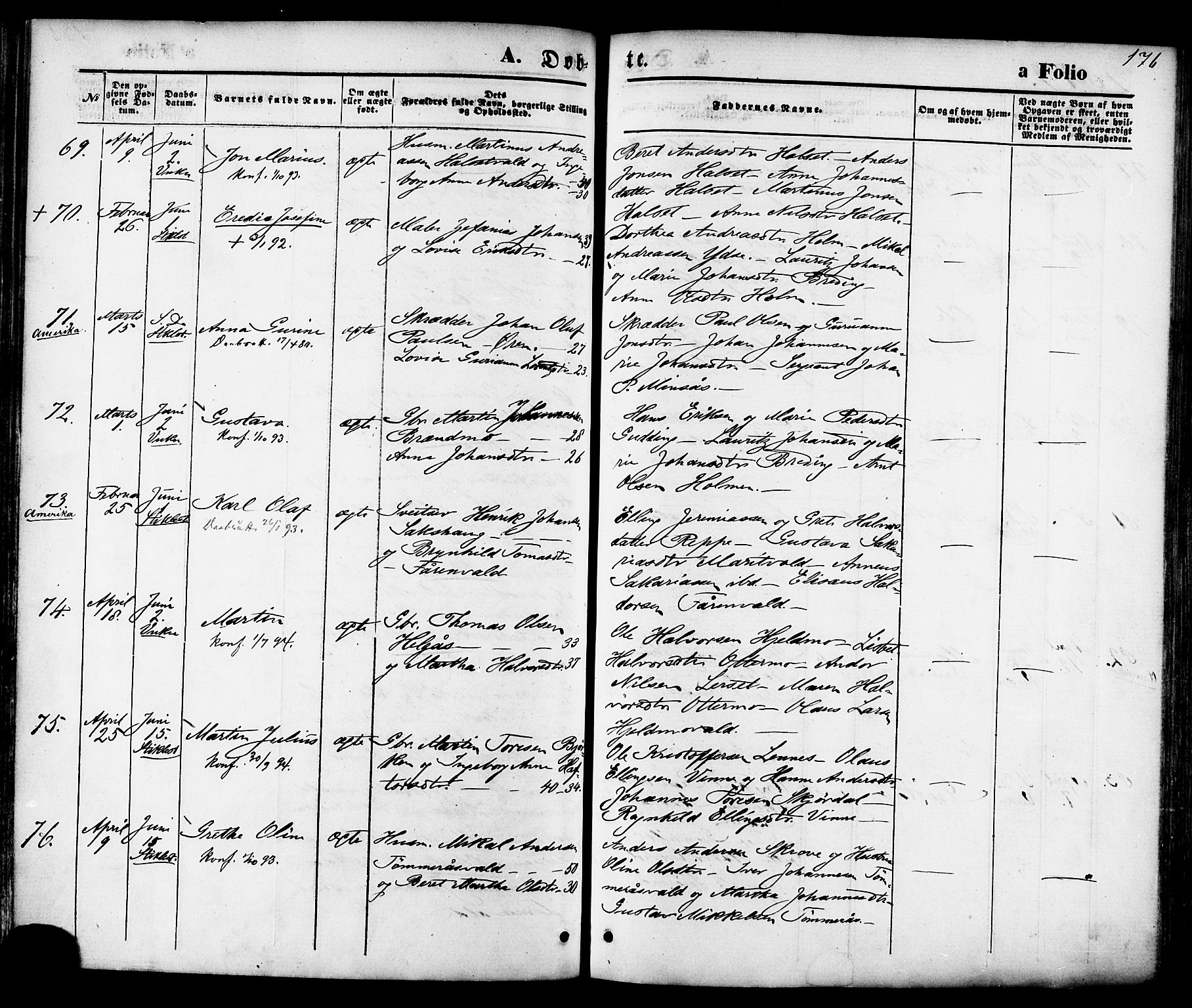 Ministerialprotokoller, klokkerbøker og fødselsregistre - Nord-Trøndelag, AV/SAT-A-1458/723/L0242: Parish register (official) no. 723A11, 1870-1880, p. 176