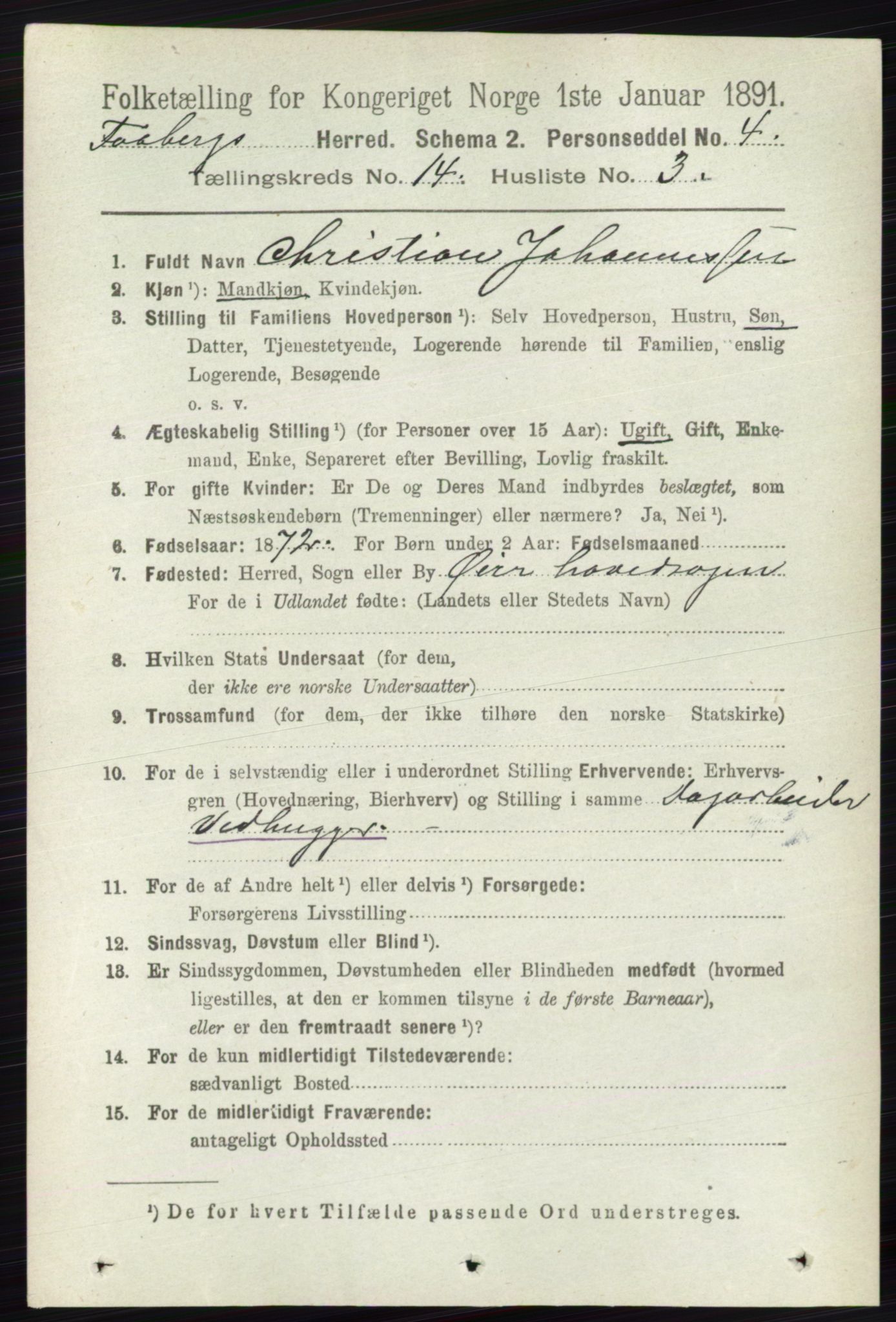 RA, 1891 census for 0524 Fåberg, 1891, p. 5661