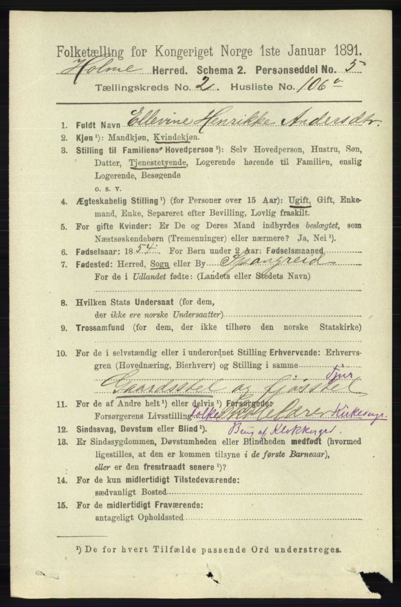 RA, 1891 census for 1020 Holum, 1891, p. 775