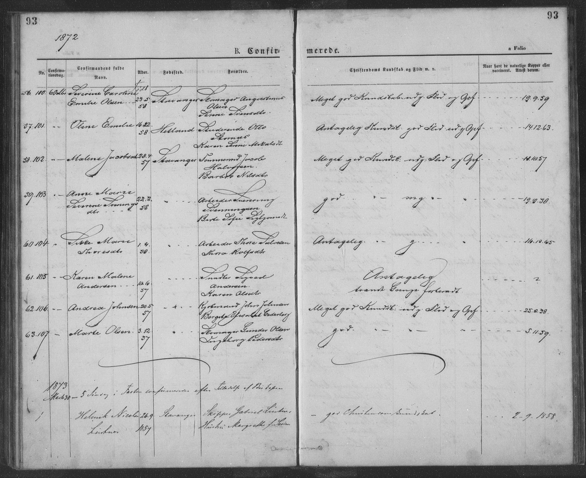 St. Petri sokneprestkontor, SAST/A-101813/001/30/30BA/L0009: Parish register (official) no. A 9, 1868-1875, p. 93