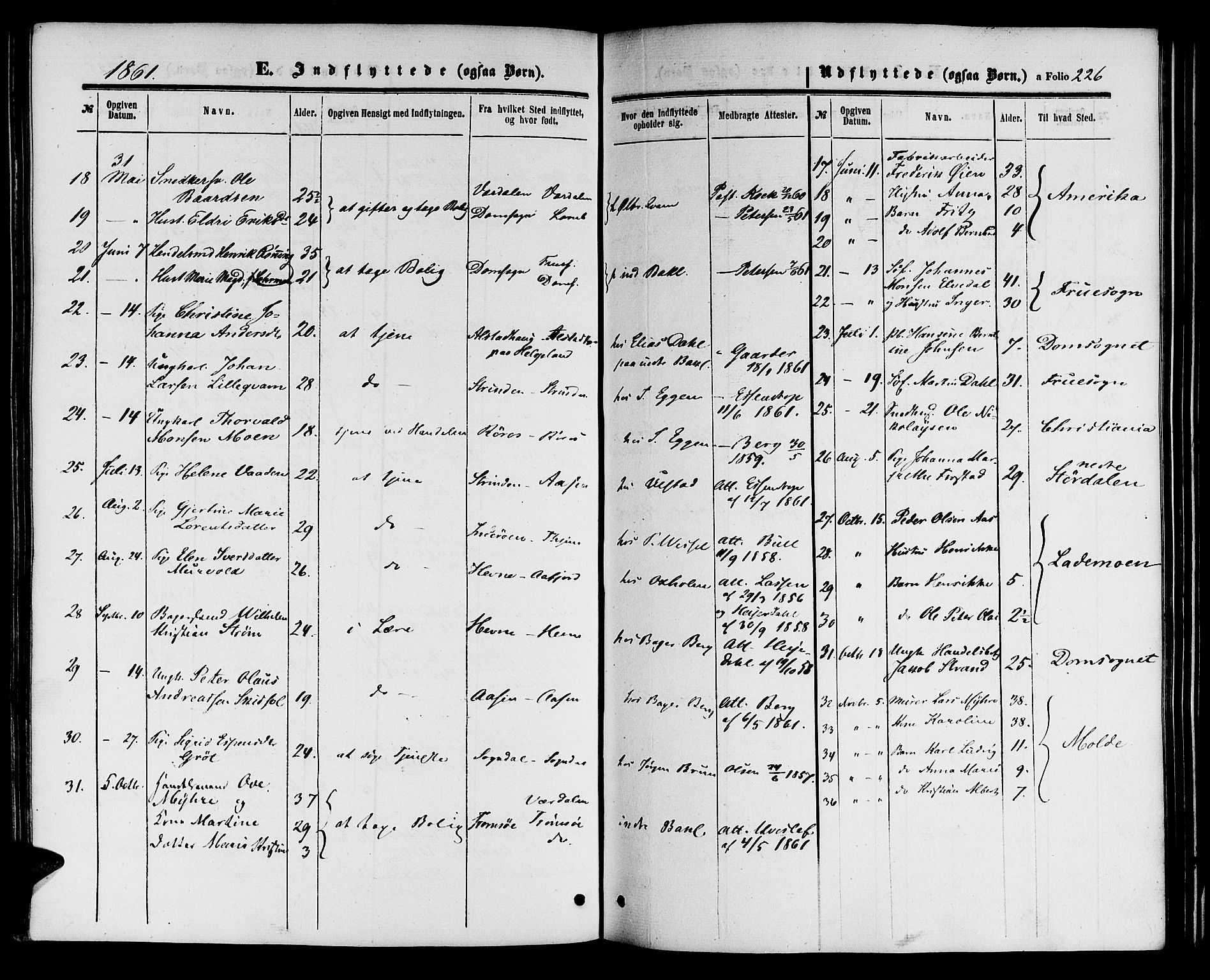 Ministerialprotokoller, klokkerbøker og fødselsregistre - Sør-Trøndelag, AV/SAT-A-1456/604/L0185: Parish register (official) no. 604A06, 1861-1865, p. 226