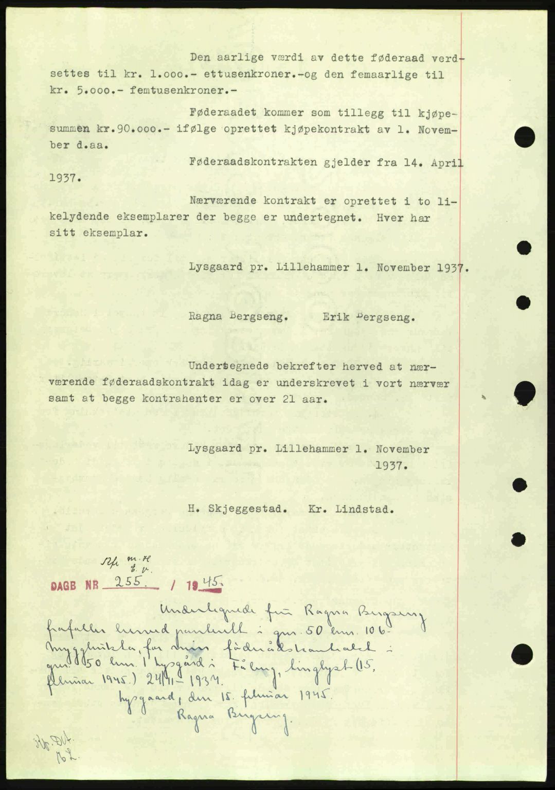 Sør-Gudbrandsdal tingrett, SAH/TING-004/H/Hb/Hbe/L0001: Mortgage book no. B1, 1936-1939, Diary no: : 1750/1937