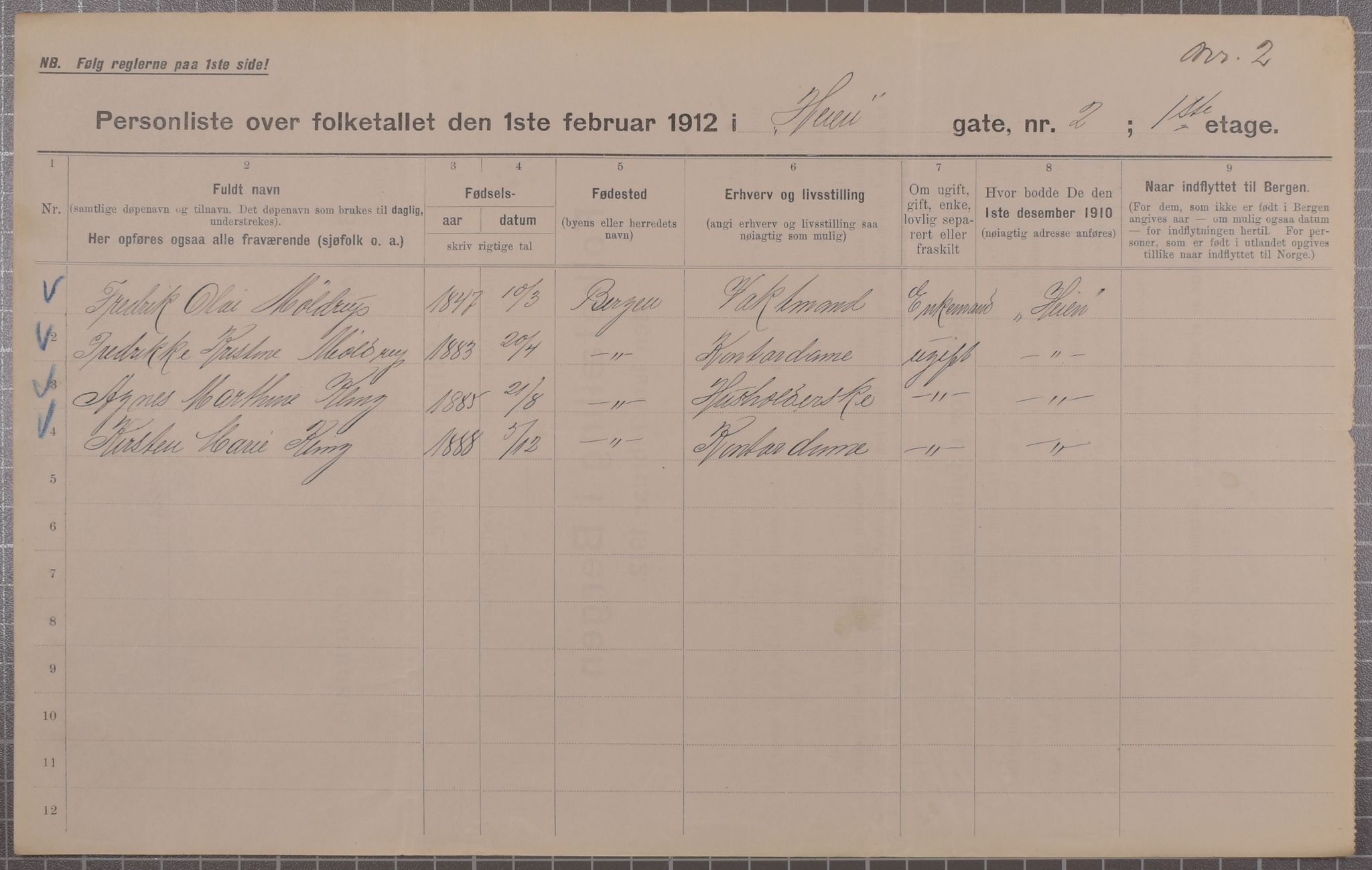 SAB, Municipal Census 1912 for Bergen, 1912, p. 1975