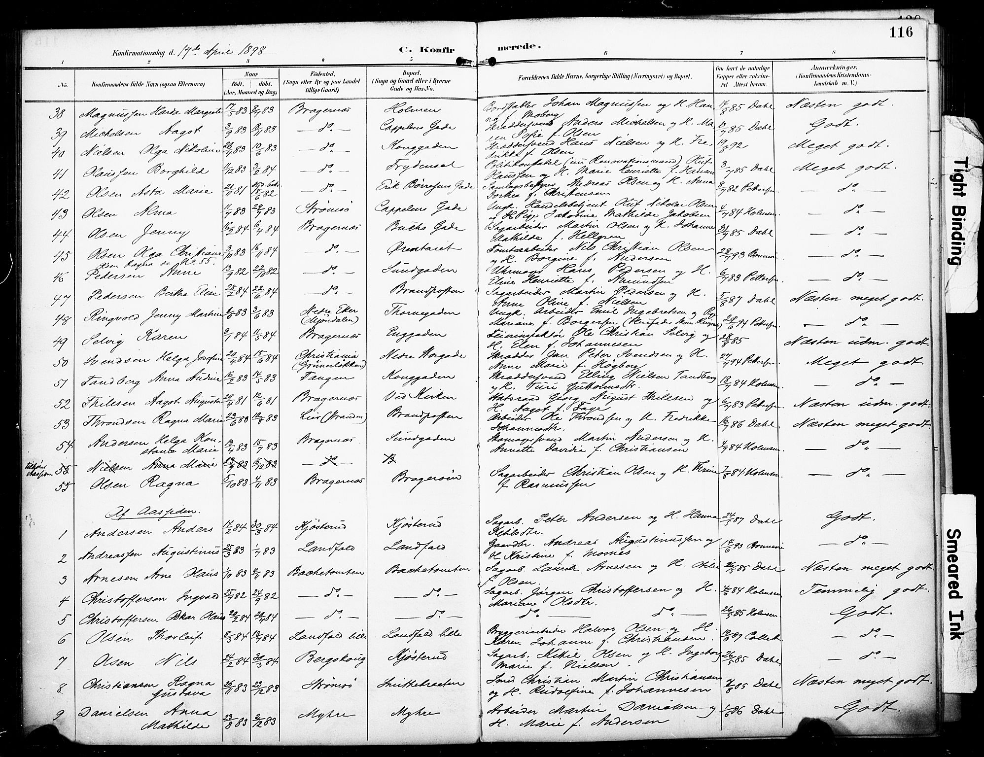 Bragernes kirkebøker, AV/SAKO-A-6/F/Fc/L0006: Parish register (official) no. III 6, 1888-1899, p. 116