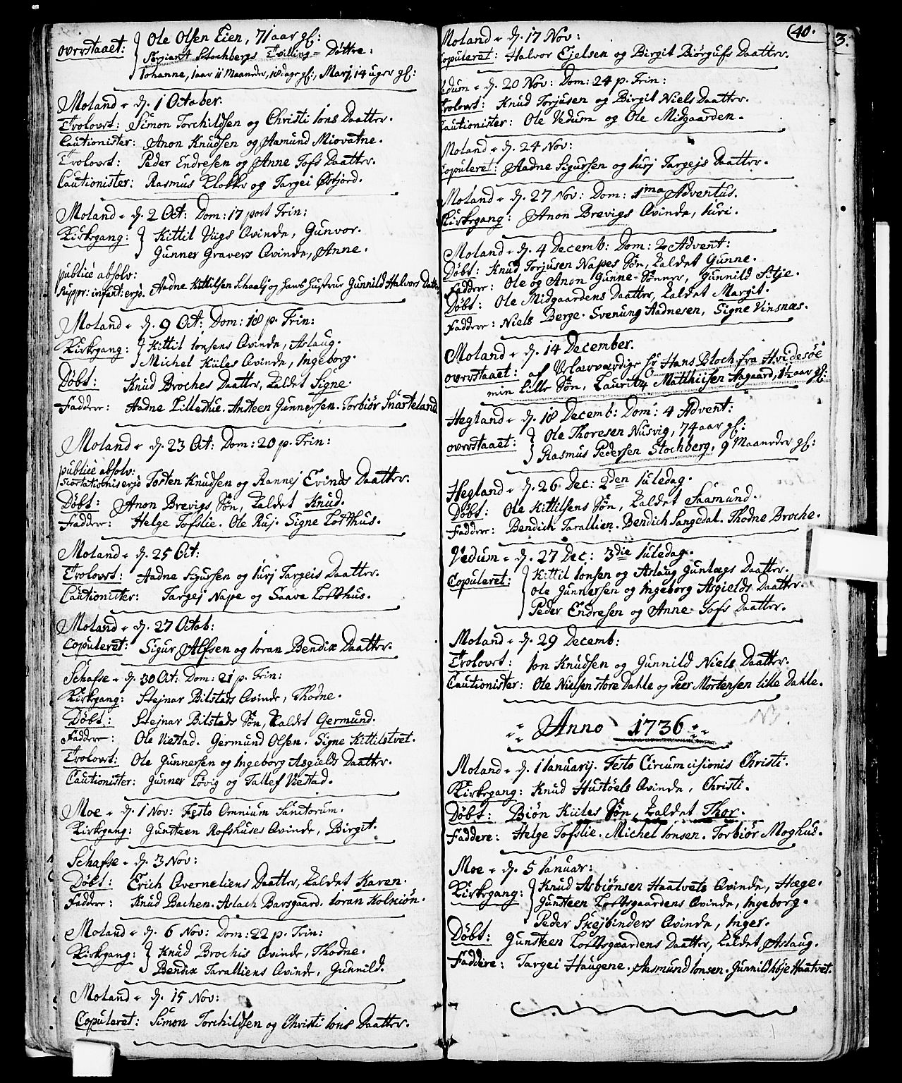 Fyresdal kirkebøker, SAKO/A-263/F/Fa/L0001: Parish register (official) no. I 1, 1724-1748, p. 40
