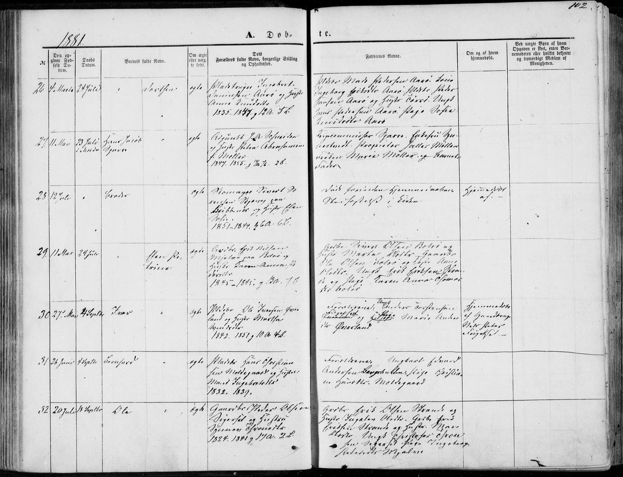 Ministerialprotokoller, klokkerbøker og fødselsregistre - Møre og Romsdal, AV/SAT-A-1454/555/L0655: Parish register (official) no. 555A05, 1869-1886, p. 102